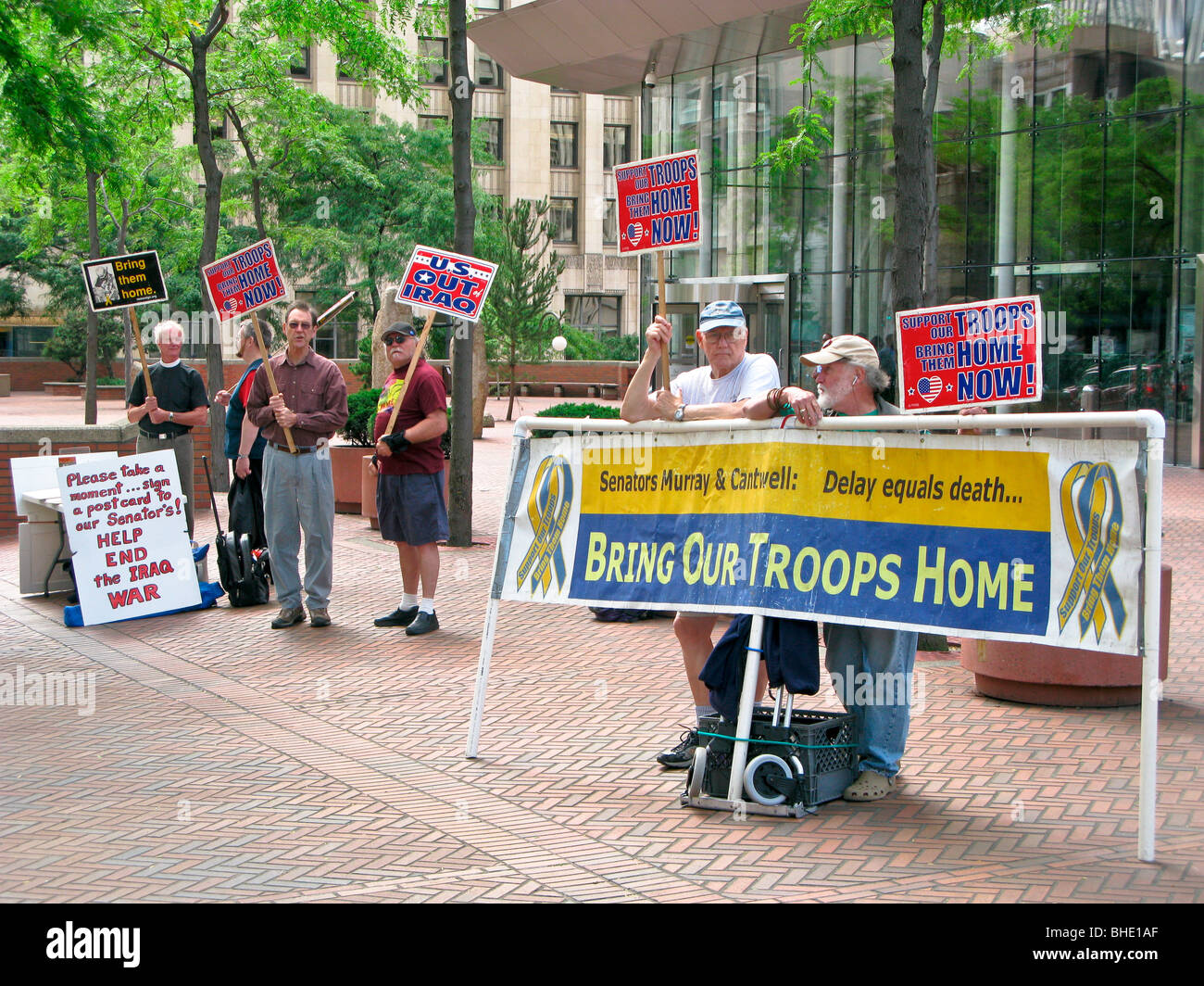manifestation against the american troops in iraq, seattle, washington, usa Stock Photo