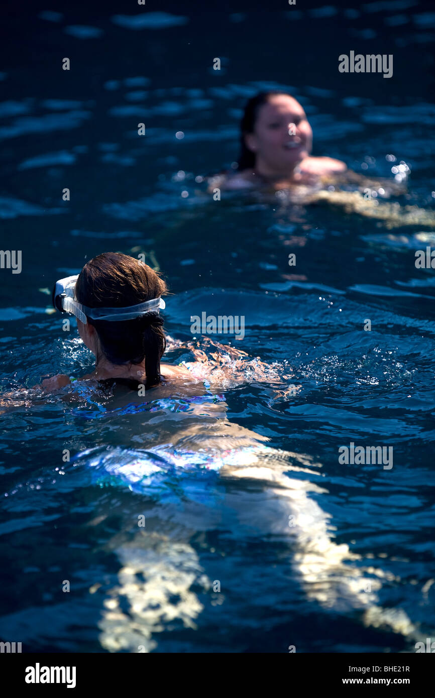 Italy, Pantelleria island, caste, sea, bathing in crystal clear water Stock Photo