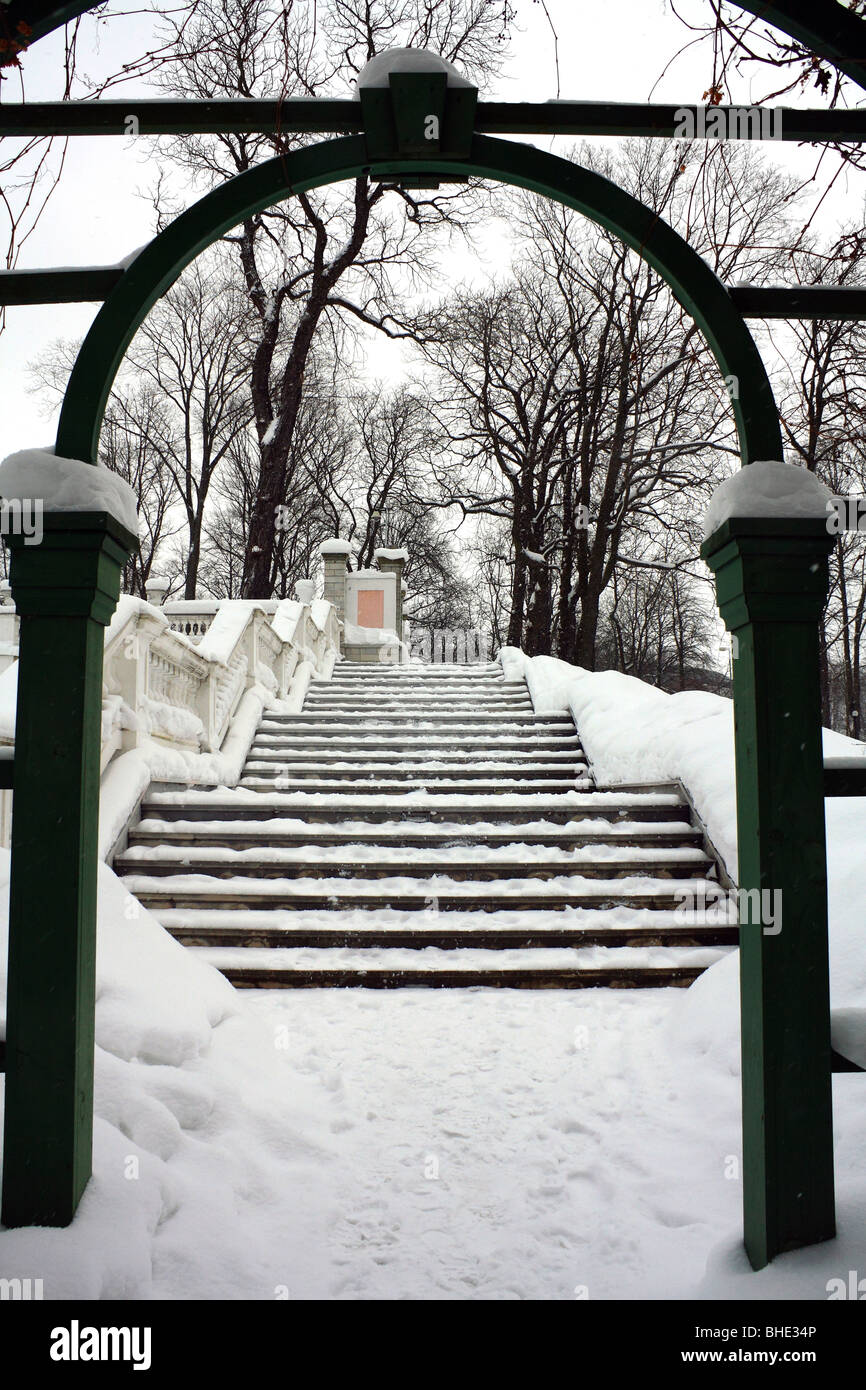Snow scenes in Kadrioru Park, Kadriorg district, Tallinn, Estonia. Stock Photo