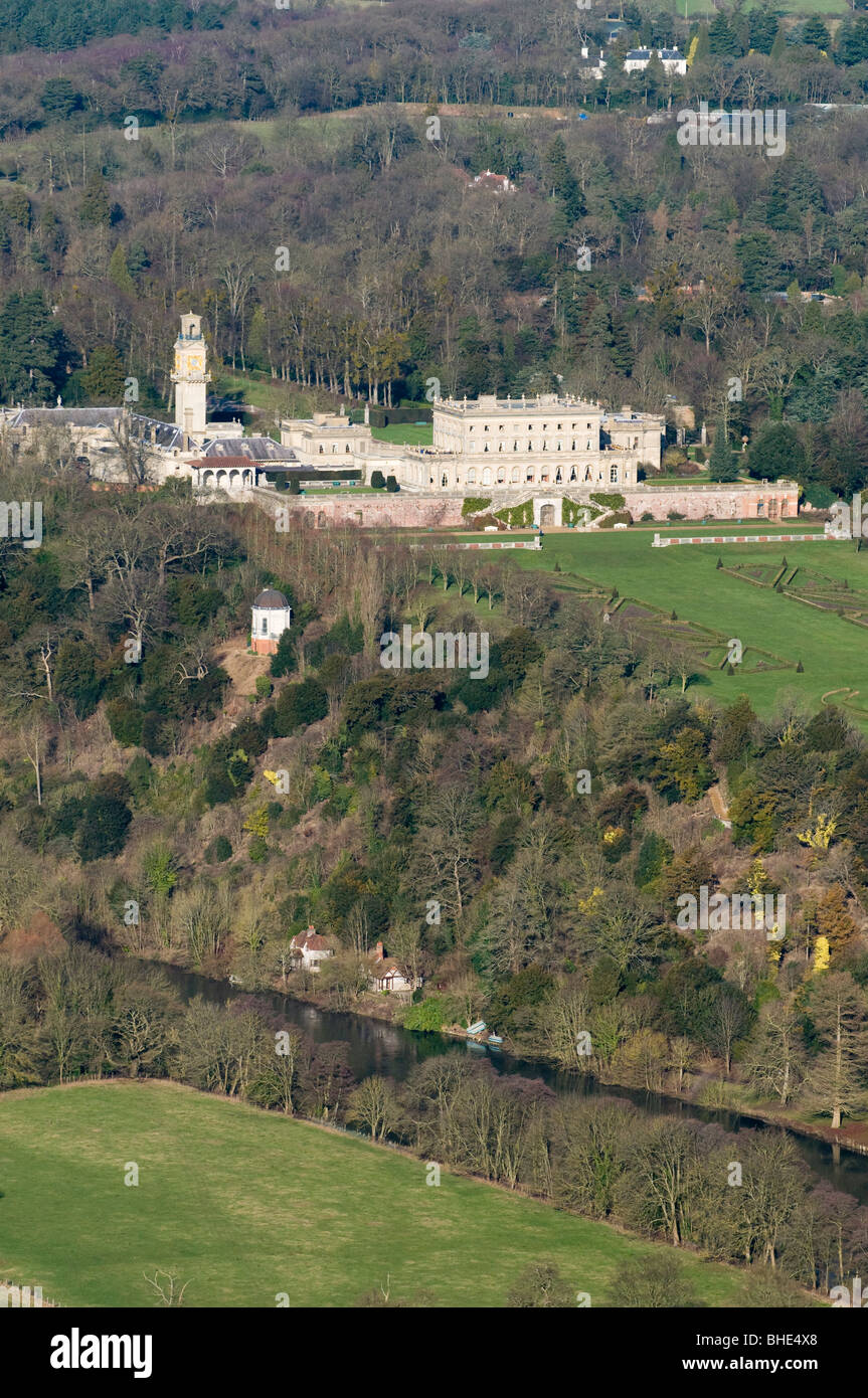 Cliveden House, Taplow, Berkshire.  Aerial view. Stock Photo