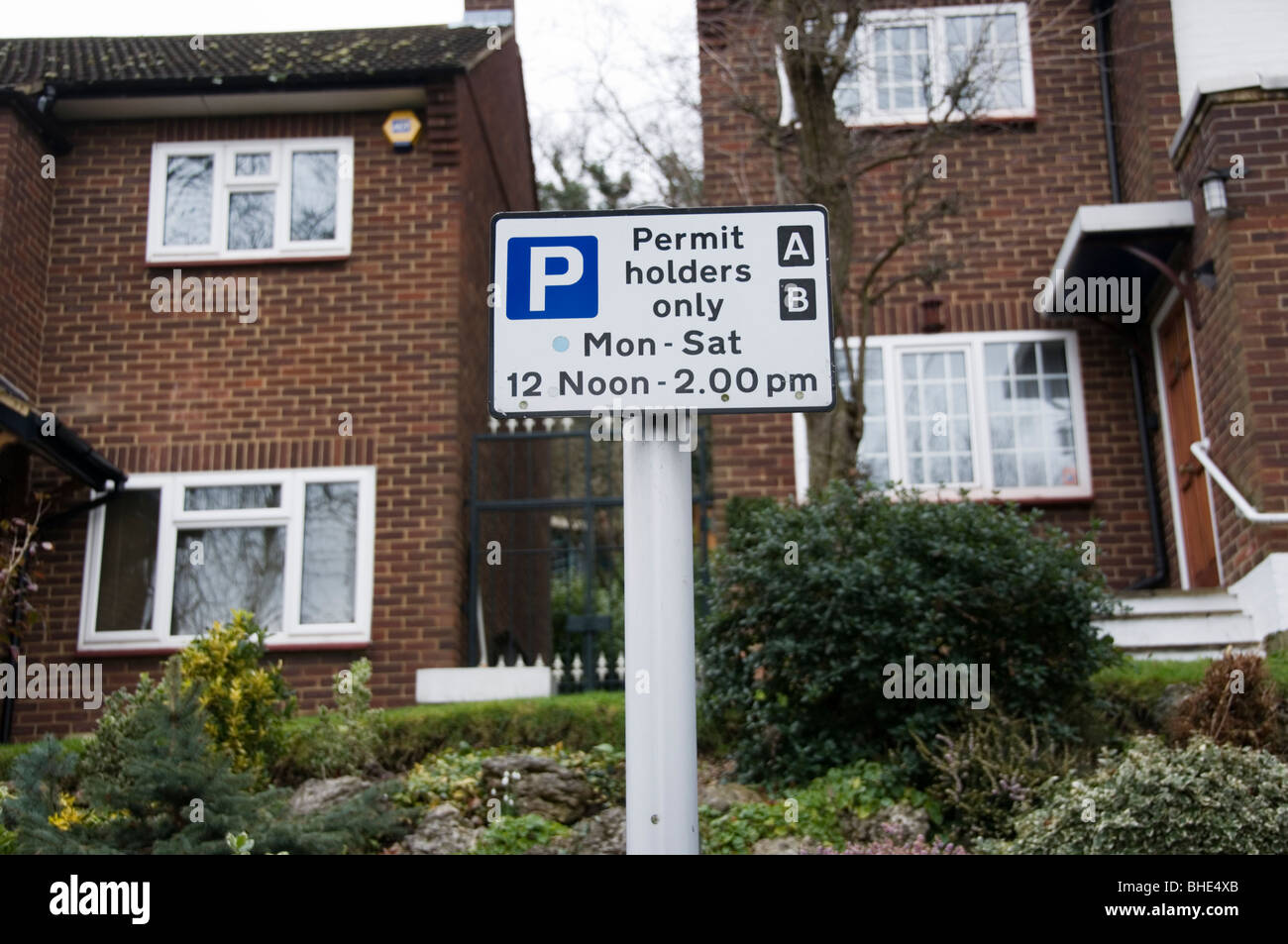 A residents parking sign - Permit Holders only - in Bromley, South London Stock Photo