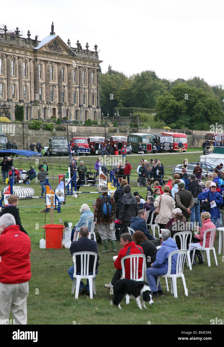 Spectators watching the dog agility event at Chatsworth Country Fair