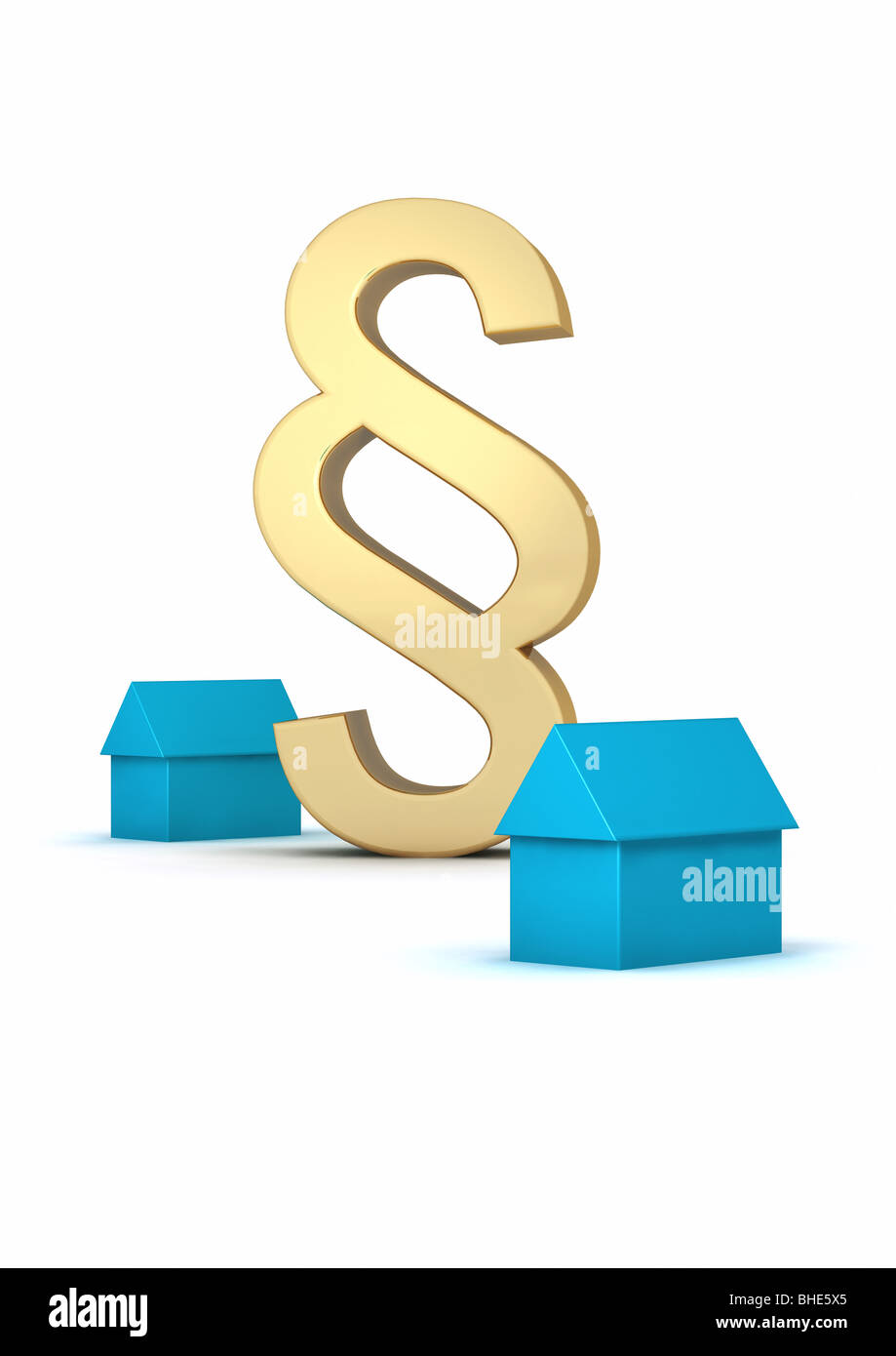 paragraph sign and houses - Paragrafenzeichen und Haeuser Stock Photo