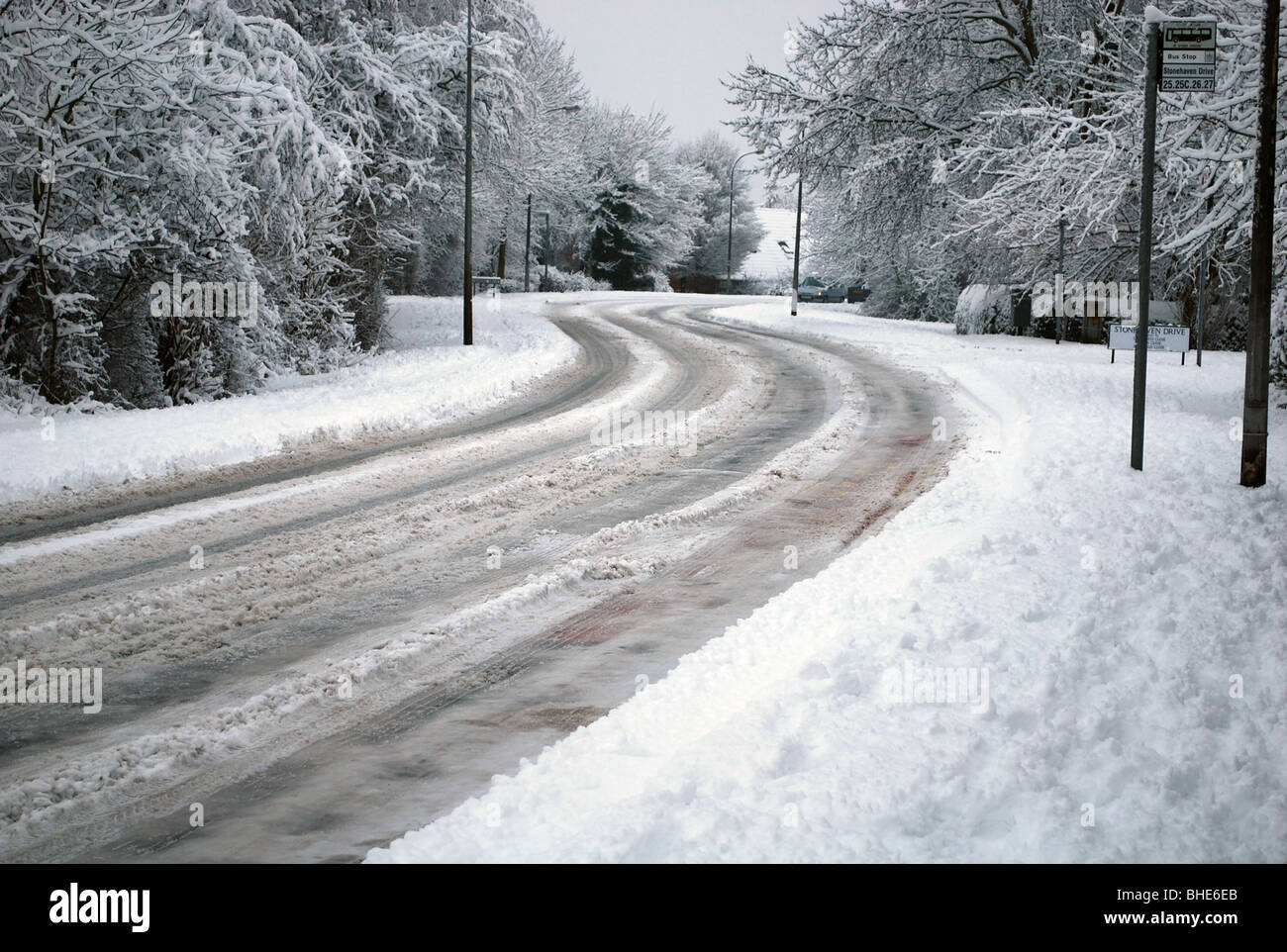 Snowy Lane In Cheshire Stock Photo - Alamy