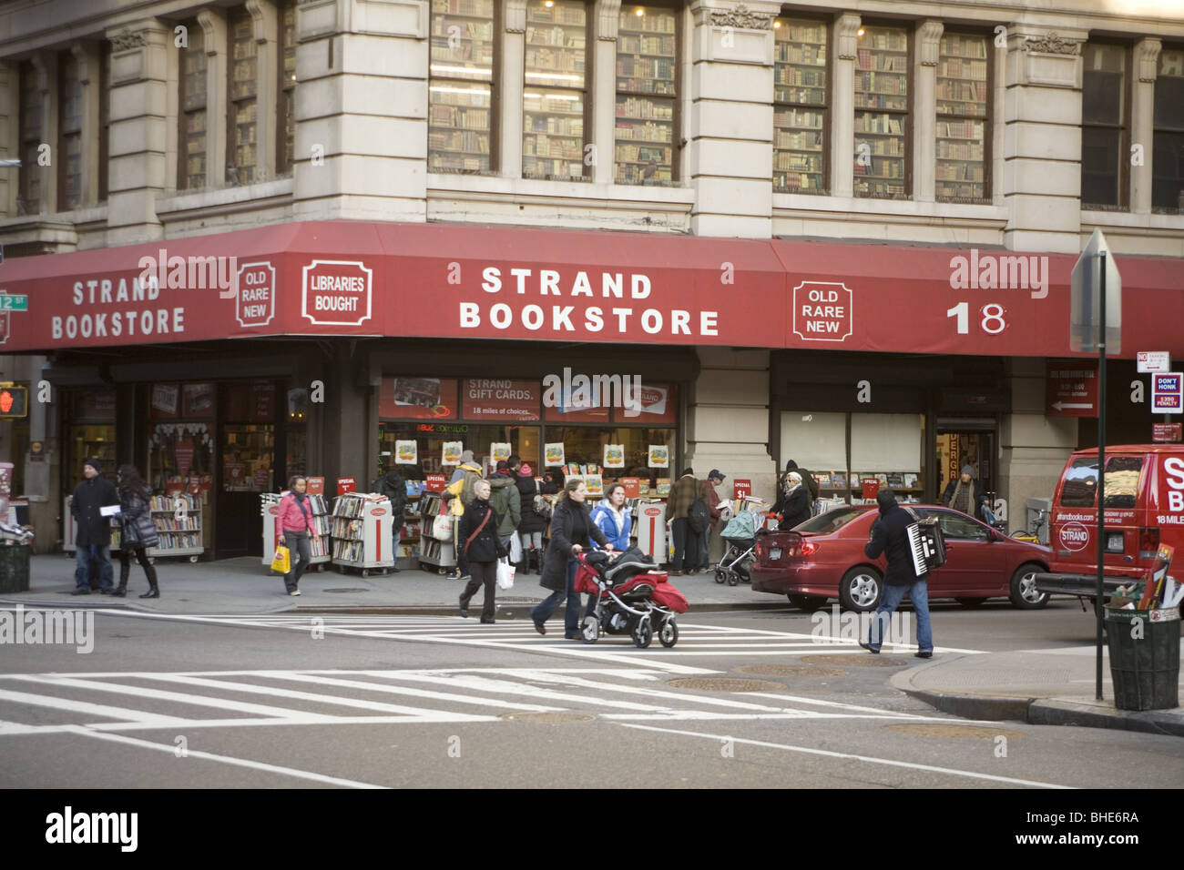 Strand Bookstore, New York's most famous at the corner of 12th St. & Broadway in Manhattan Stock