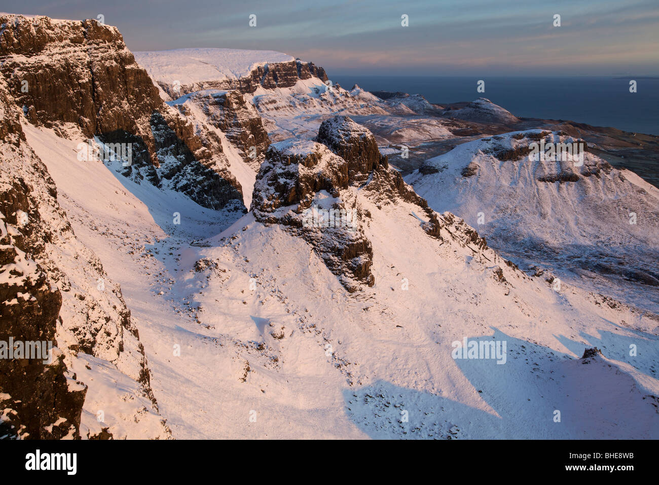 Winter Sunrise Over The Quiraing Isle Of Skye Scotland Stock Photo Winter Sunrise Over The Quiraing Isle Of Skye Scotland Stock Photo