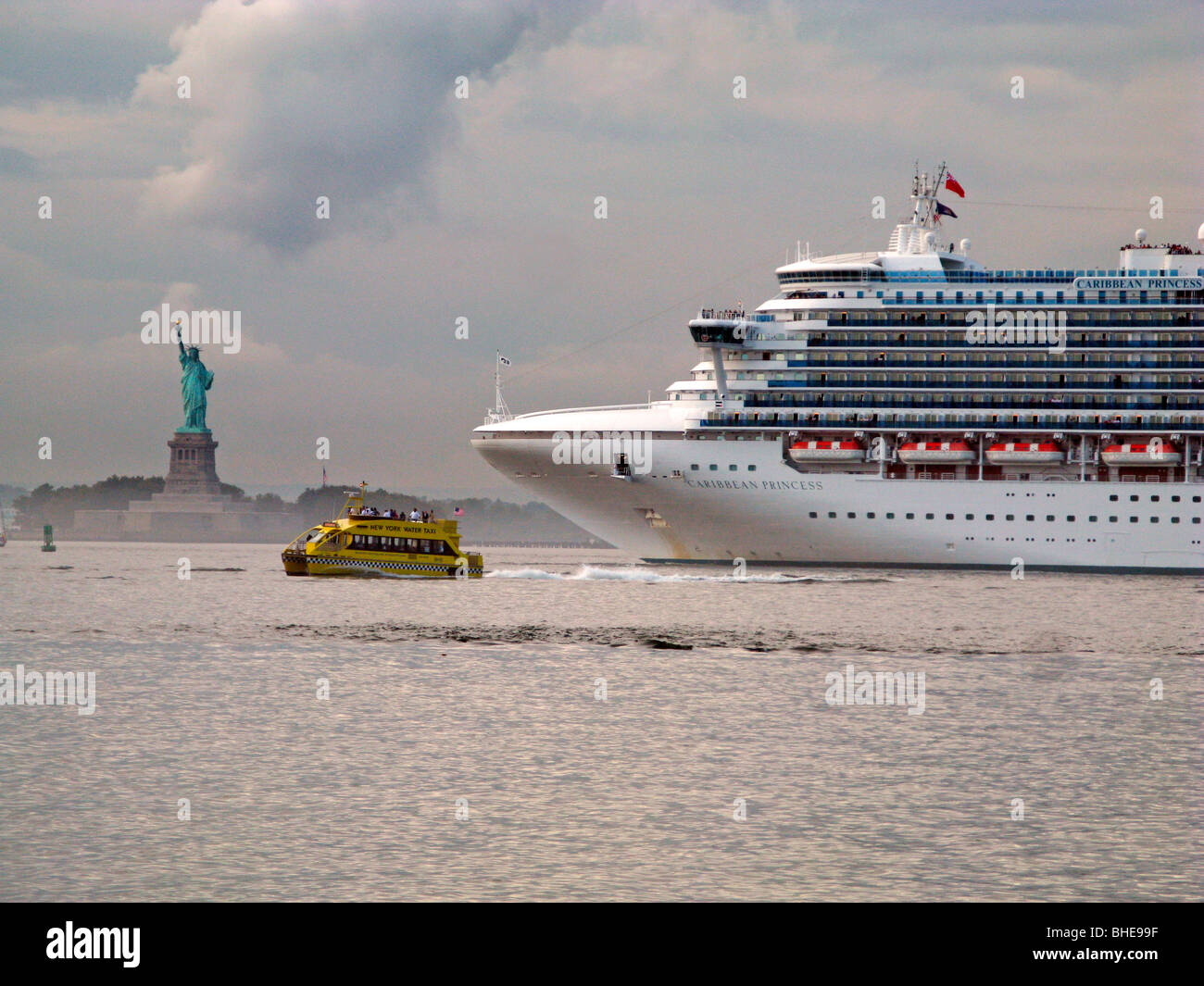 Cruise ship New York City harbor statue of liberty Stock Photo Alamy