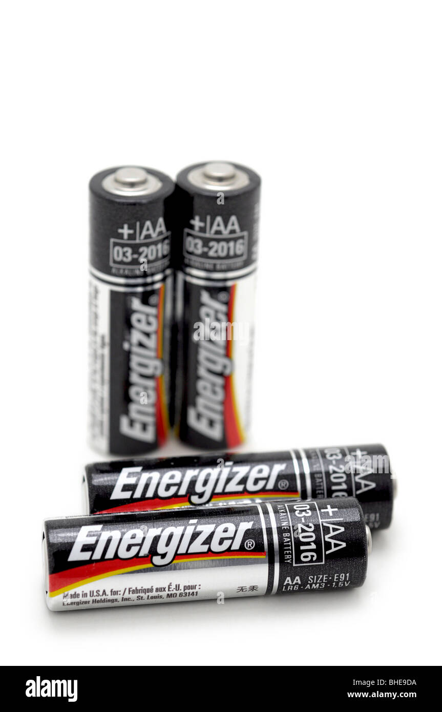 Alkaline AA Batteries Stock Photo