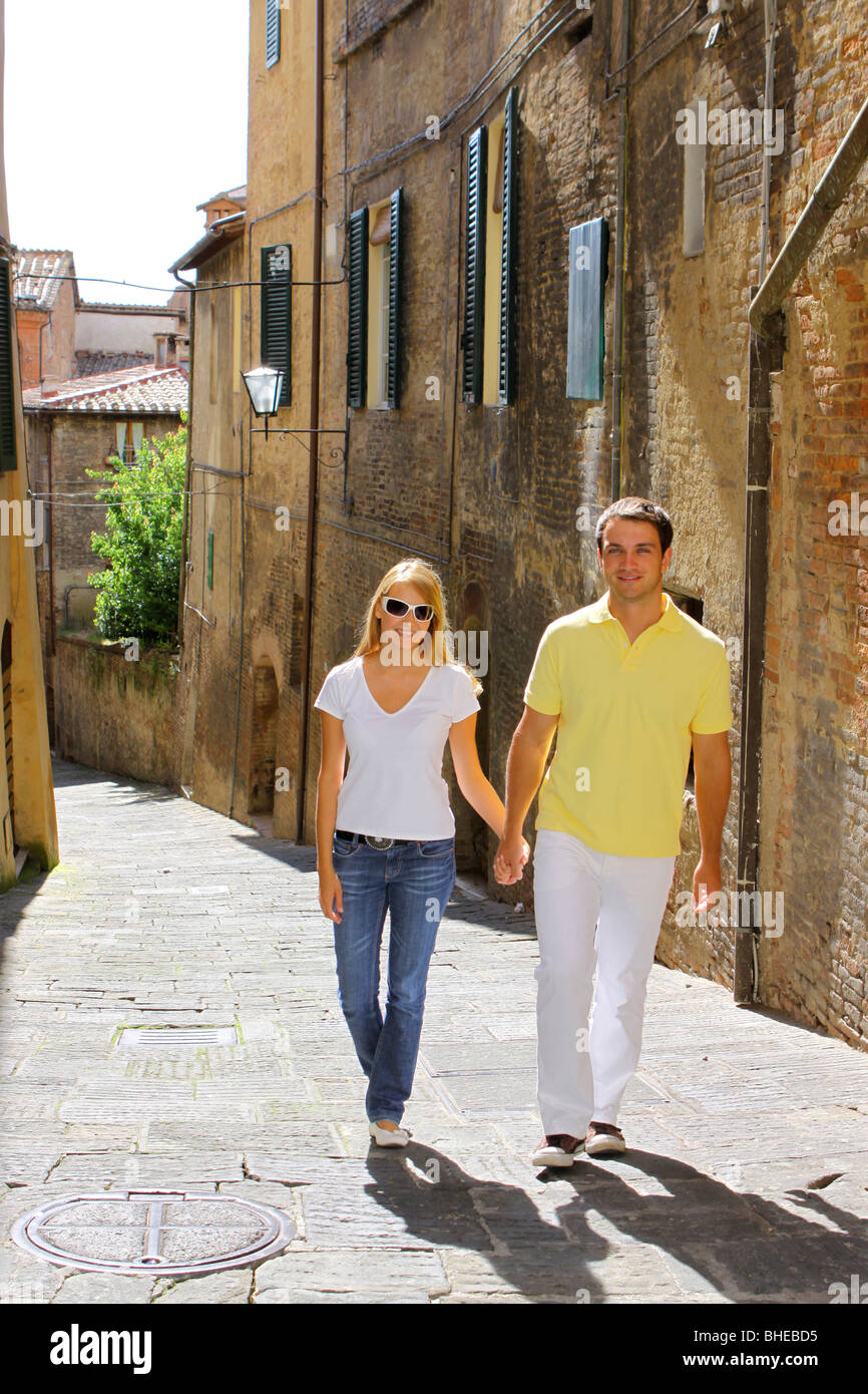 Young couple on vacation in Italy, city trip Stock Photo