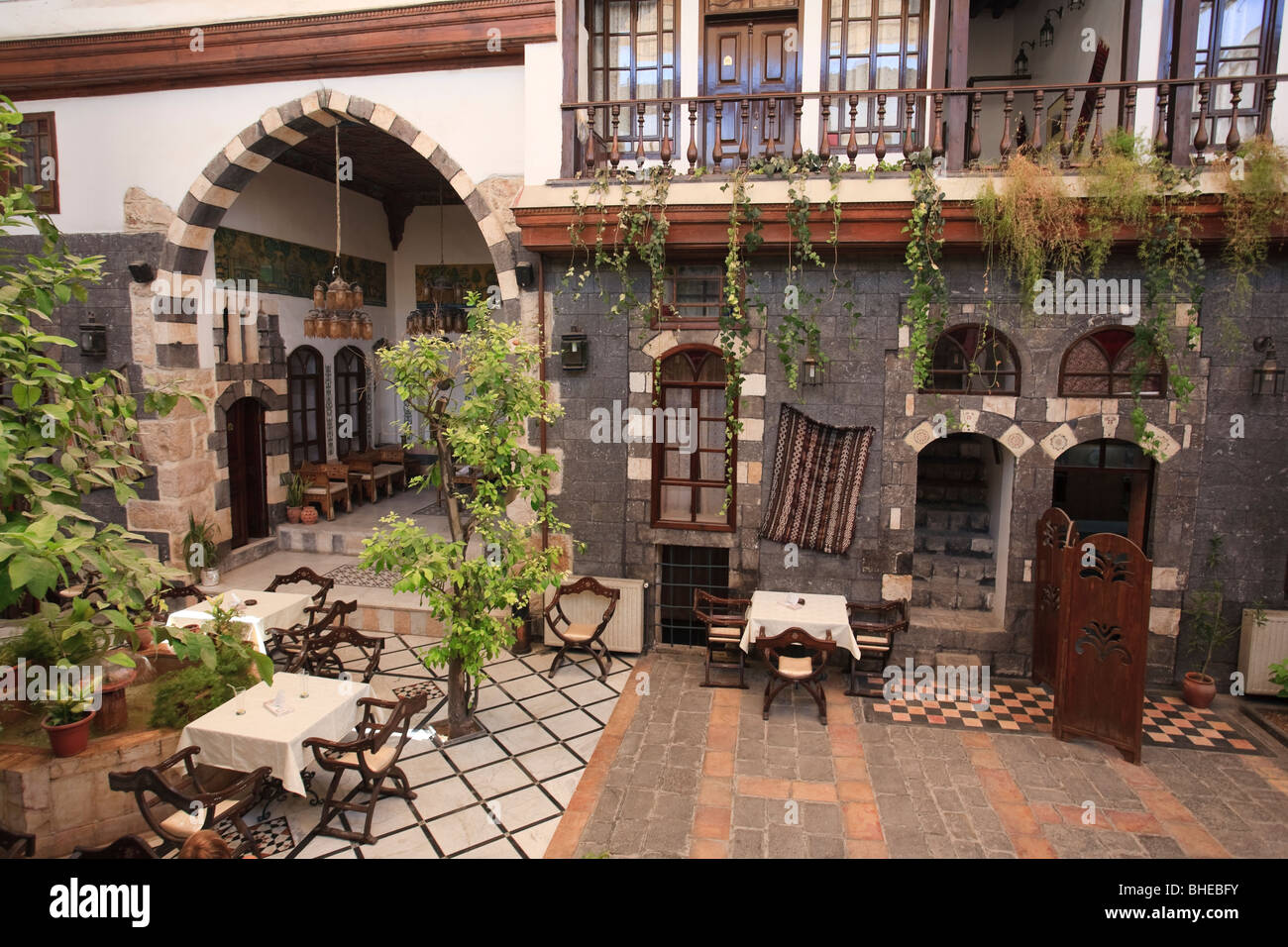 Syria, Damascus, Old, Town, Traditional Damascene House converted into luxury hotel Stock Photo