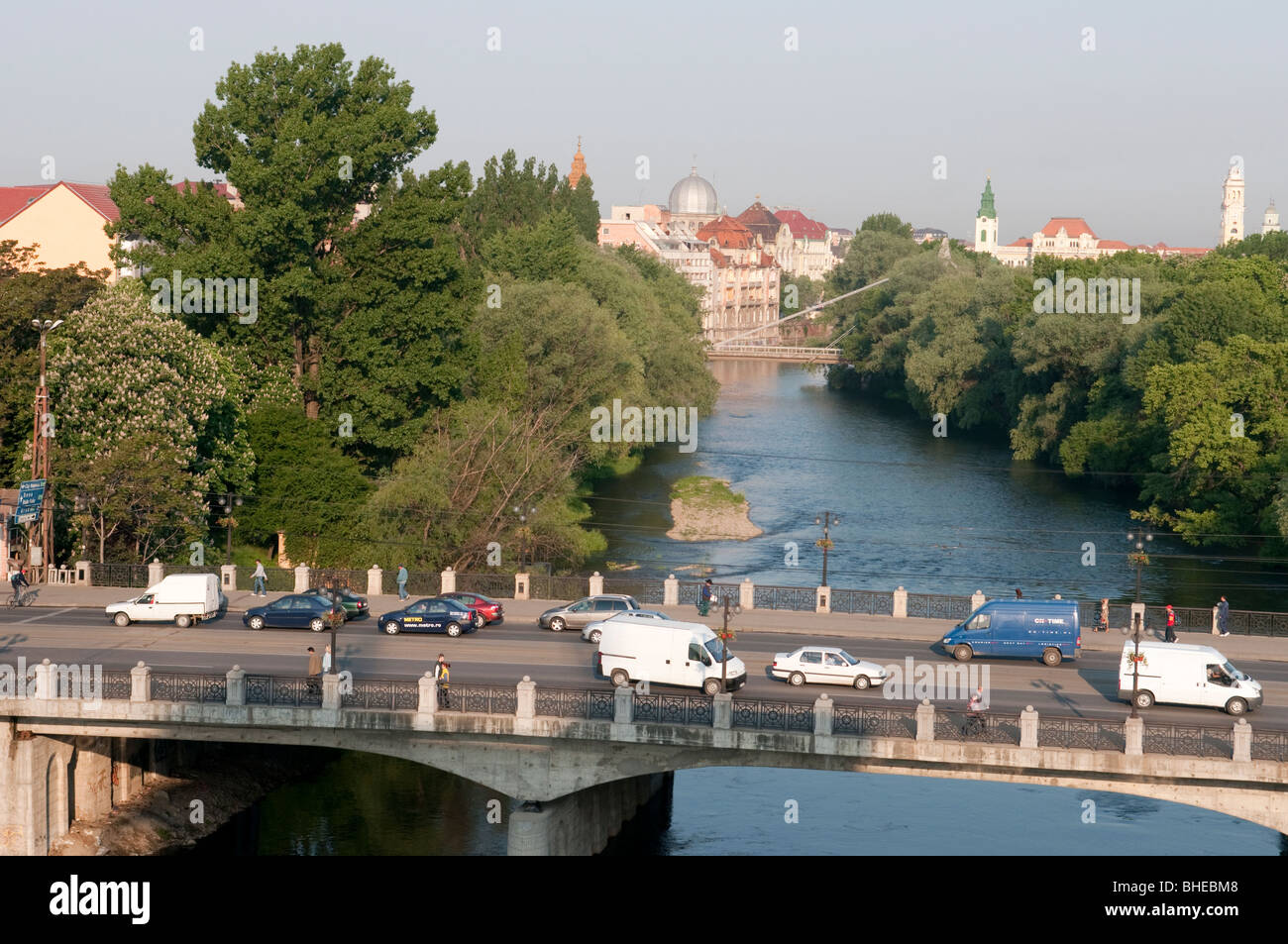 Old bridge over Cris river in Oradea Romania Stock Photo