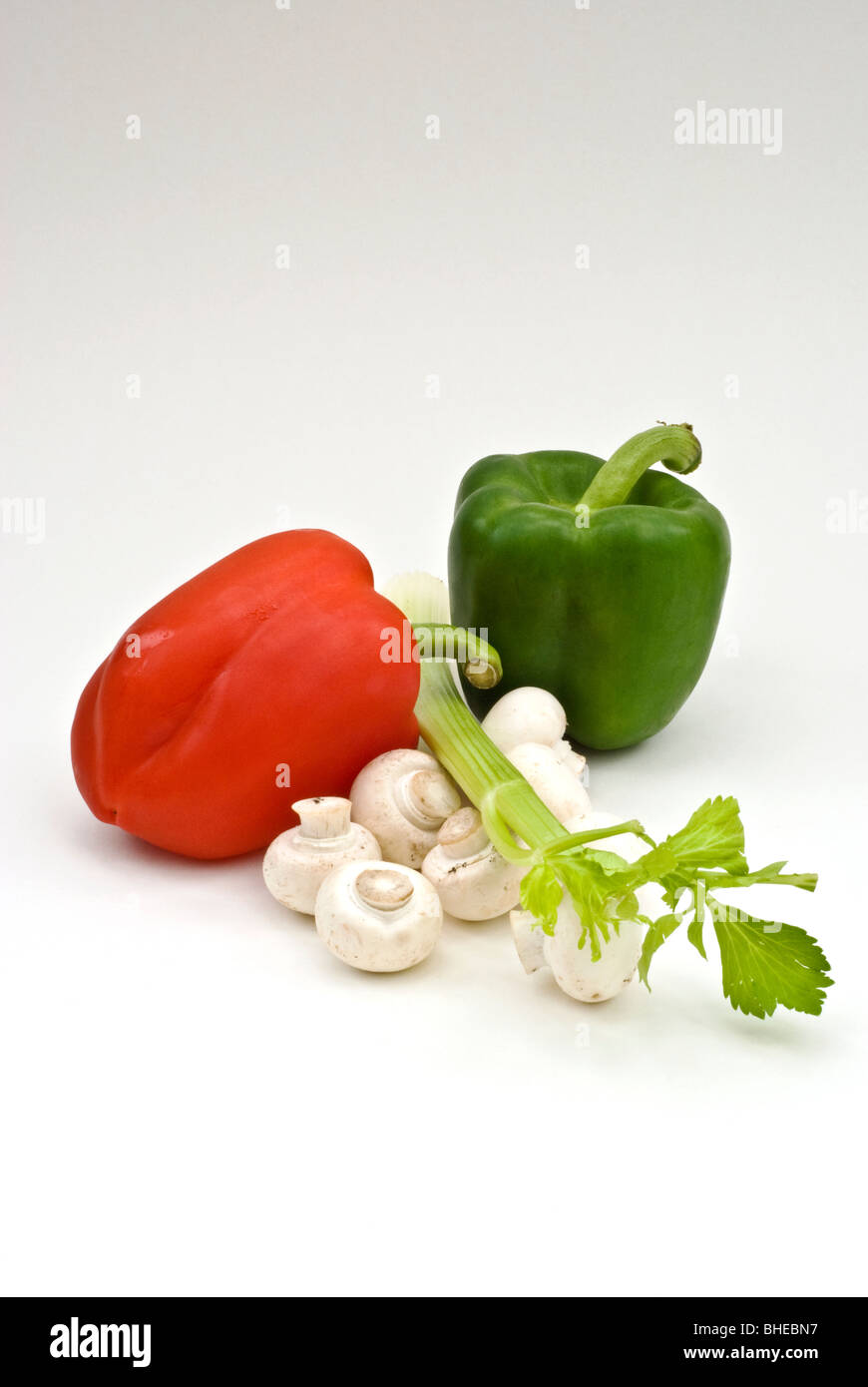 Peppers, mushrooms and celery Stock Photo Alamy