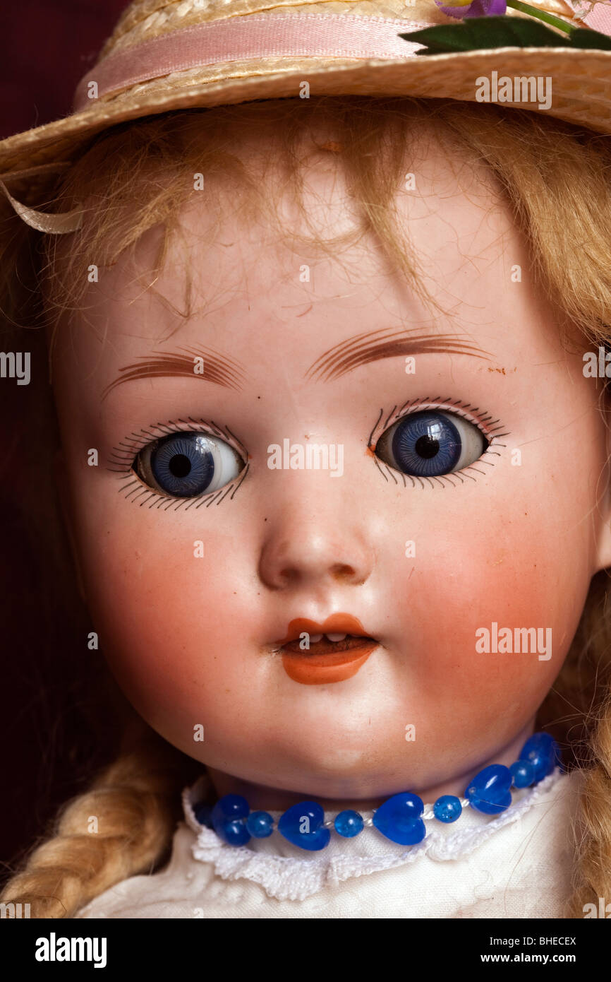 Daisy is a collectable, vintage, Bisque Head Doll Stock Photo