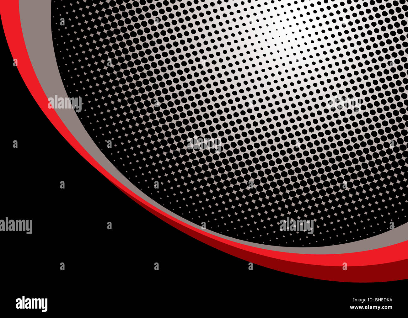 Halftone dot background with red and black corner curls Stock Photo - Alamy