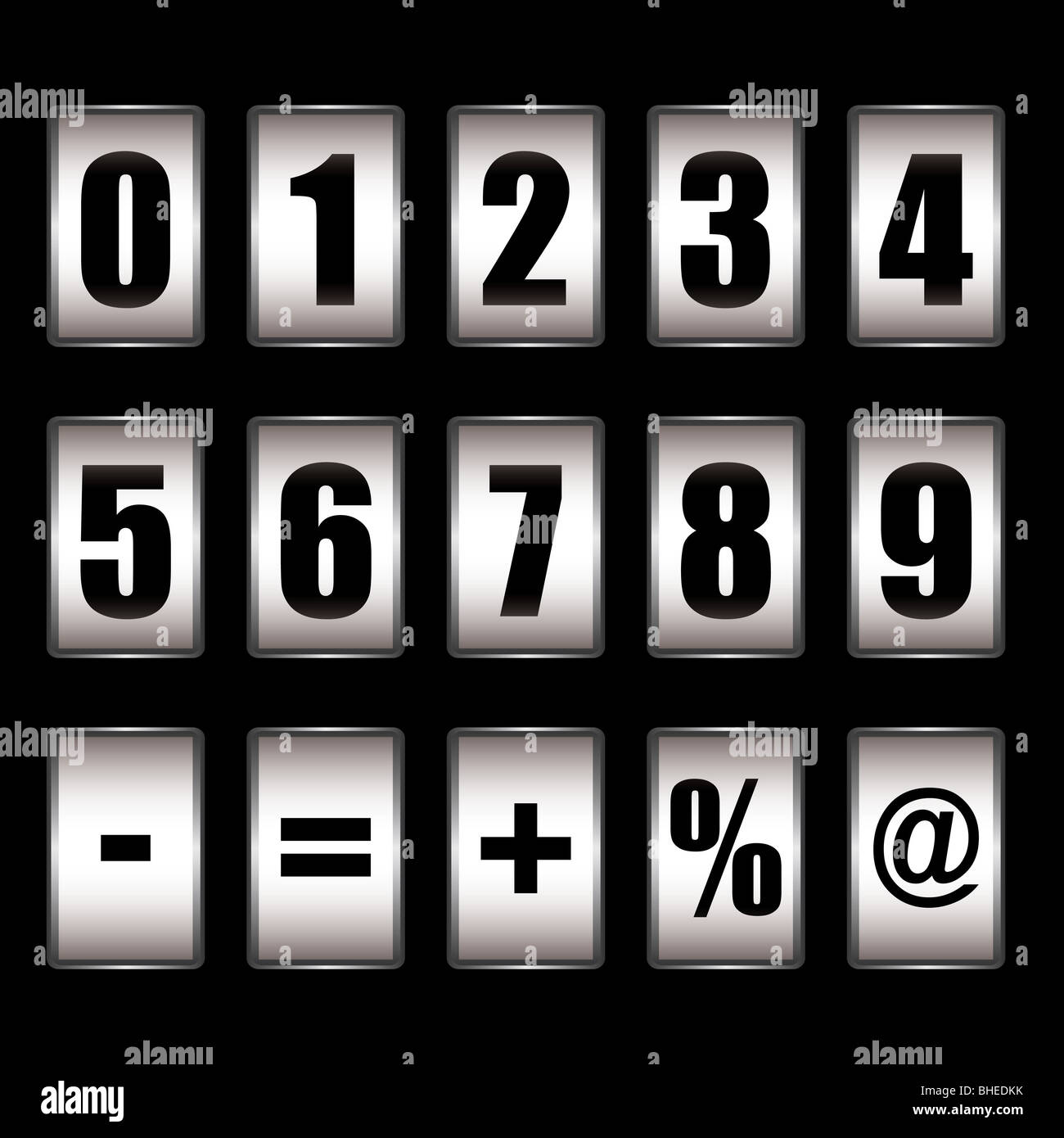 Ticker counter icons with white background and black numbers Stock ...