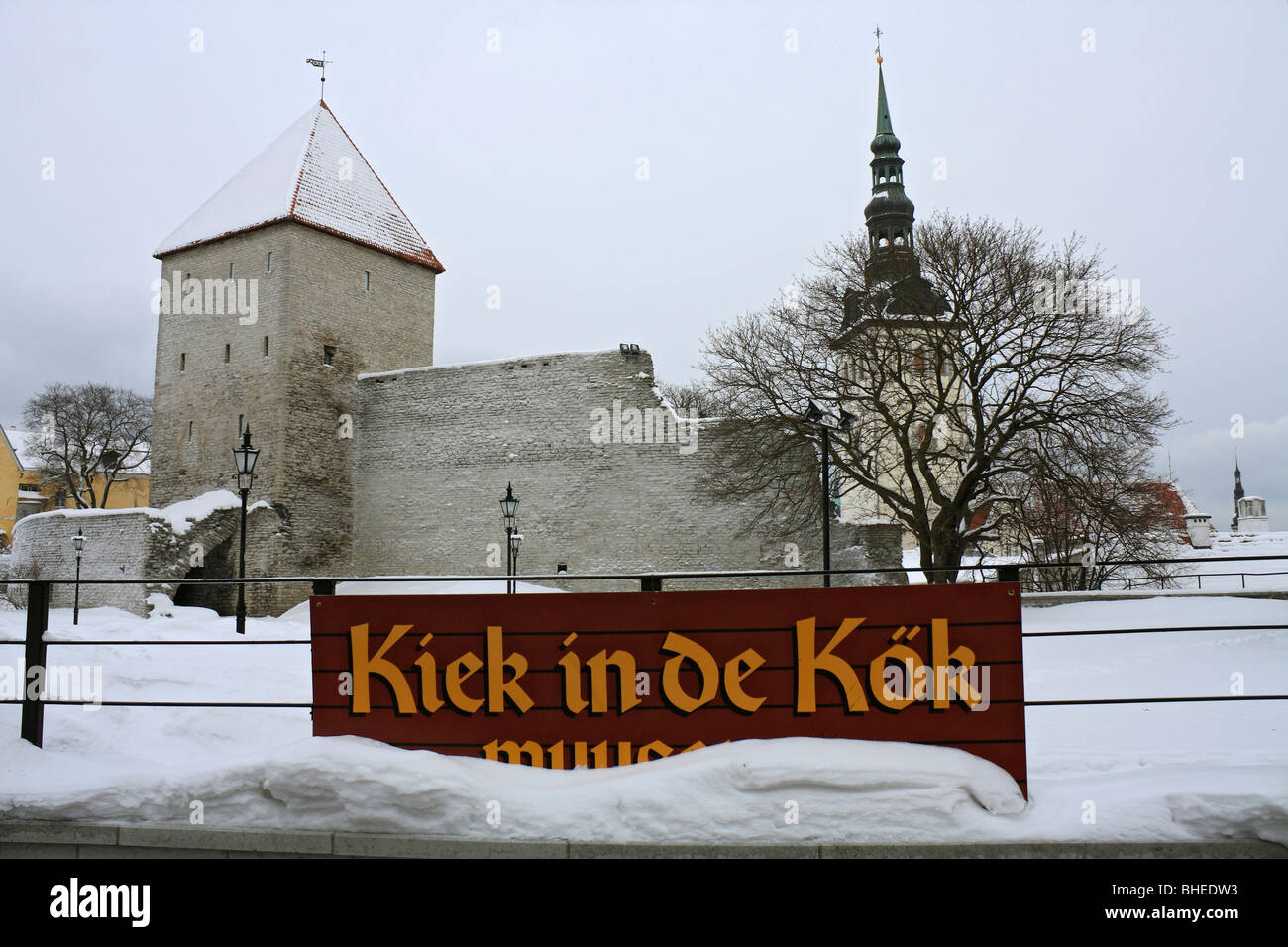 Kiek in de Kok and Maiden's towers are medieval defences in Toompea district of the old town of Tallinn, Estonia. Stock Photo