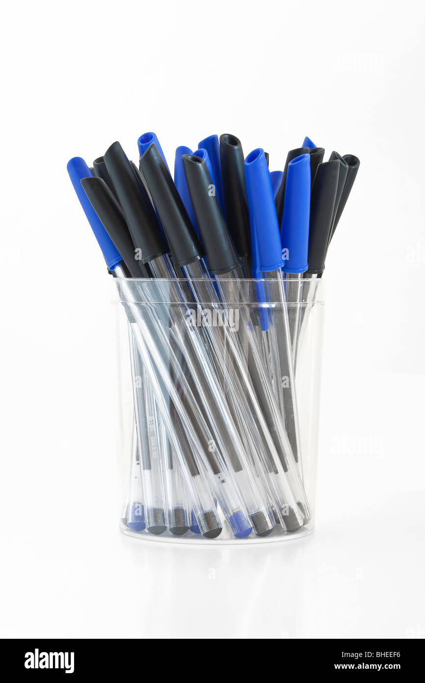 group of black and blue pens isolated on white background with clipping path Stock Photo Alamy