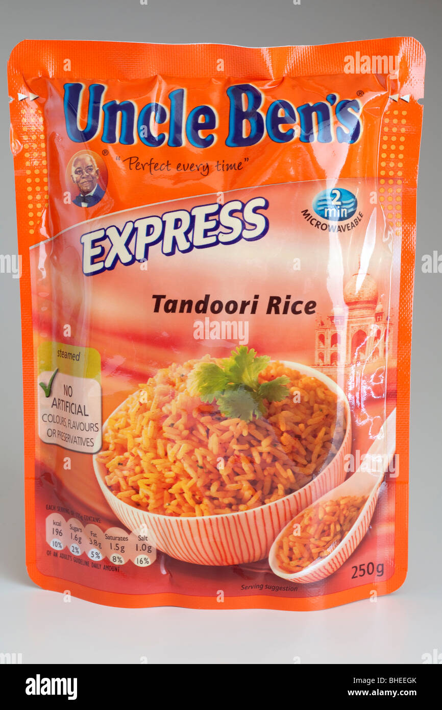 250 grams bag of Uncle Bens Express Tandoori Rice Stock Photo
