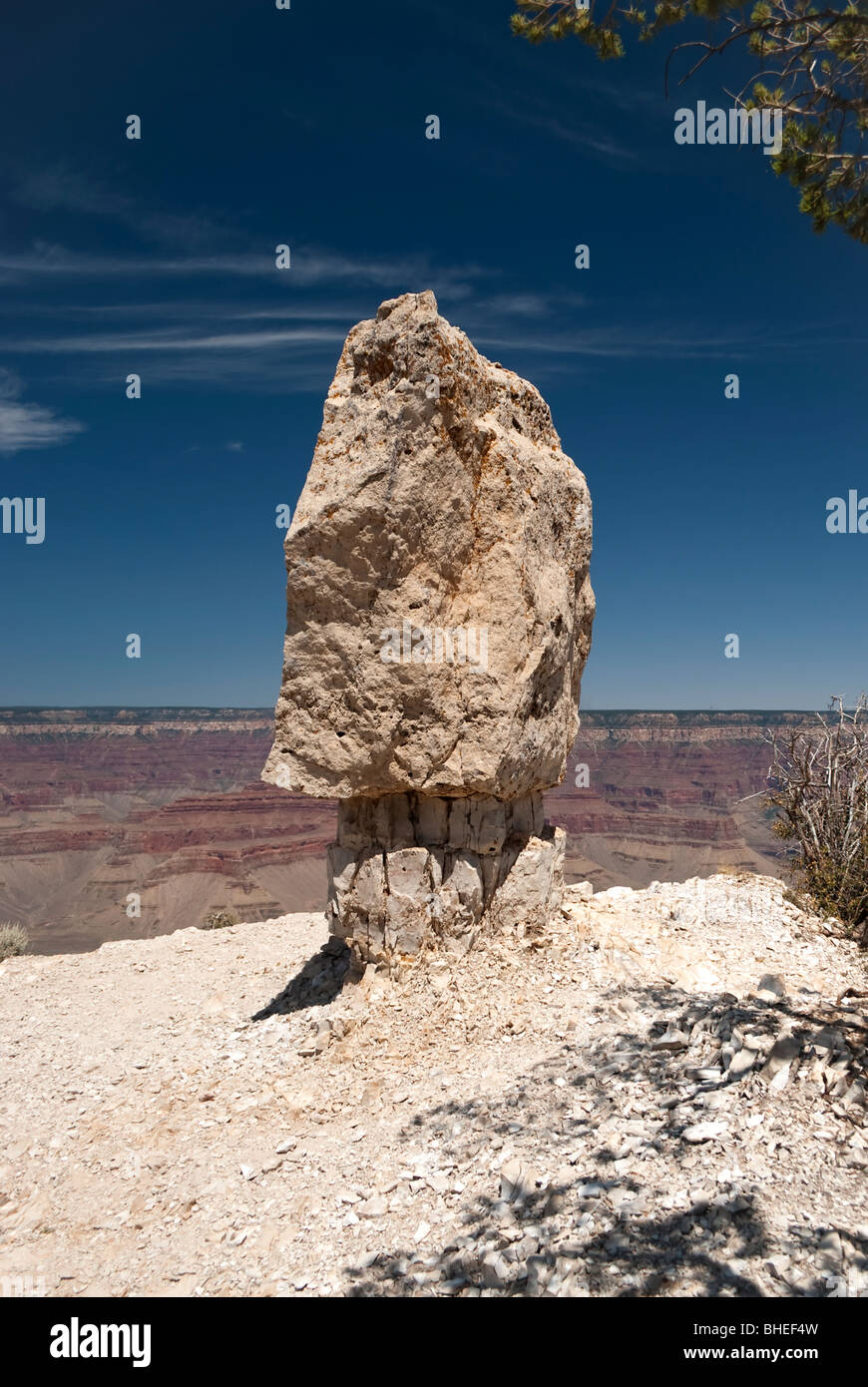 Mushroom rock formation of Shoshone point in the Grand Canyon (National Park, USA) the place is famous as a site for weddings Stock Photo