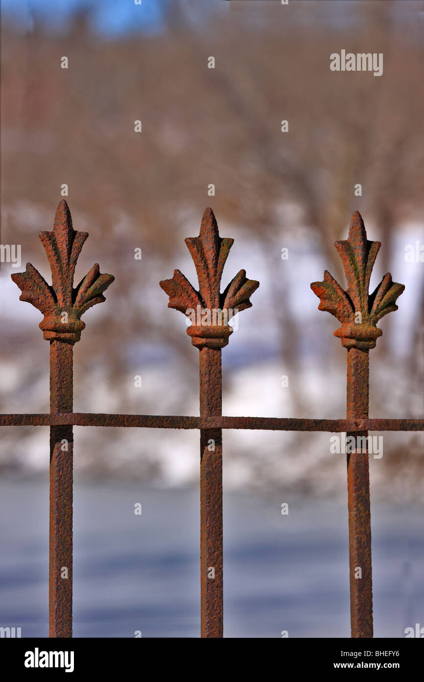 Rusted wrought iron fence Stock Photo Alamy