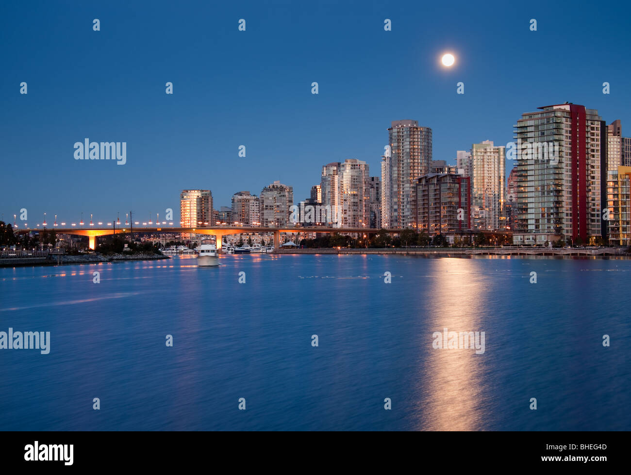Moonlit Vancouver Skyline from False Creek Stock Photo - Alamy