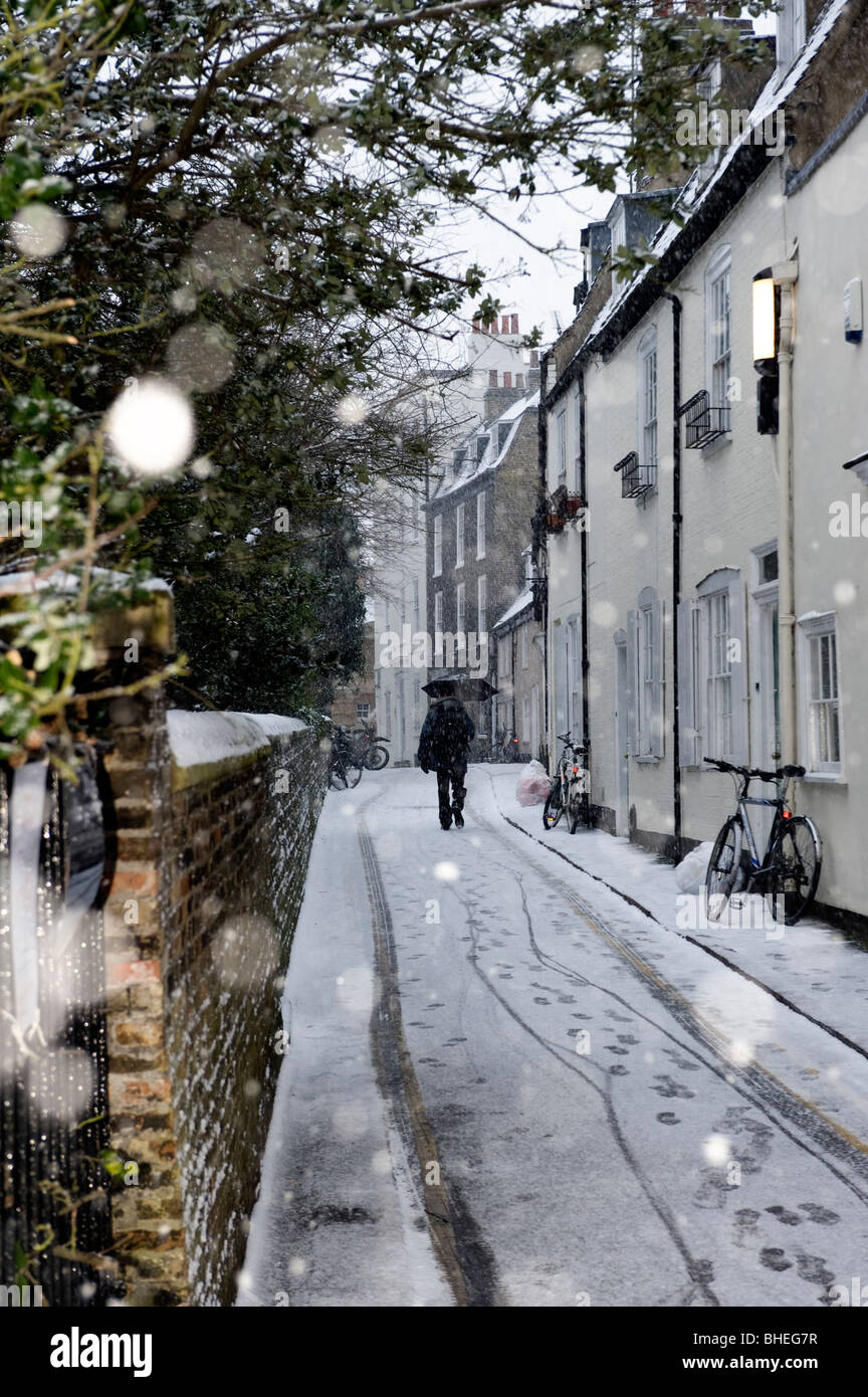 Cambridge City in the Snow Stock Photo Alamy