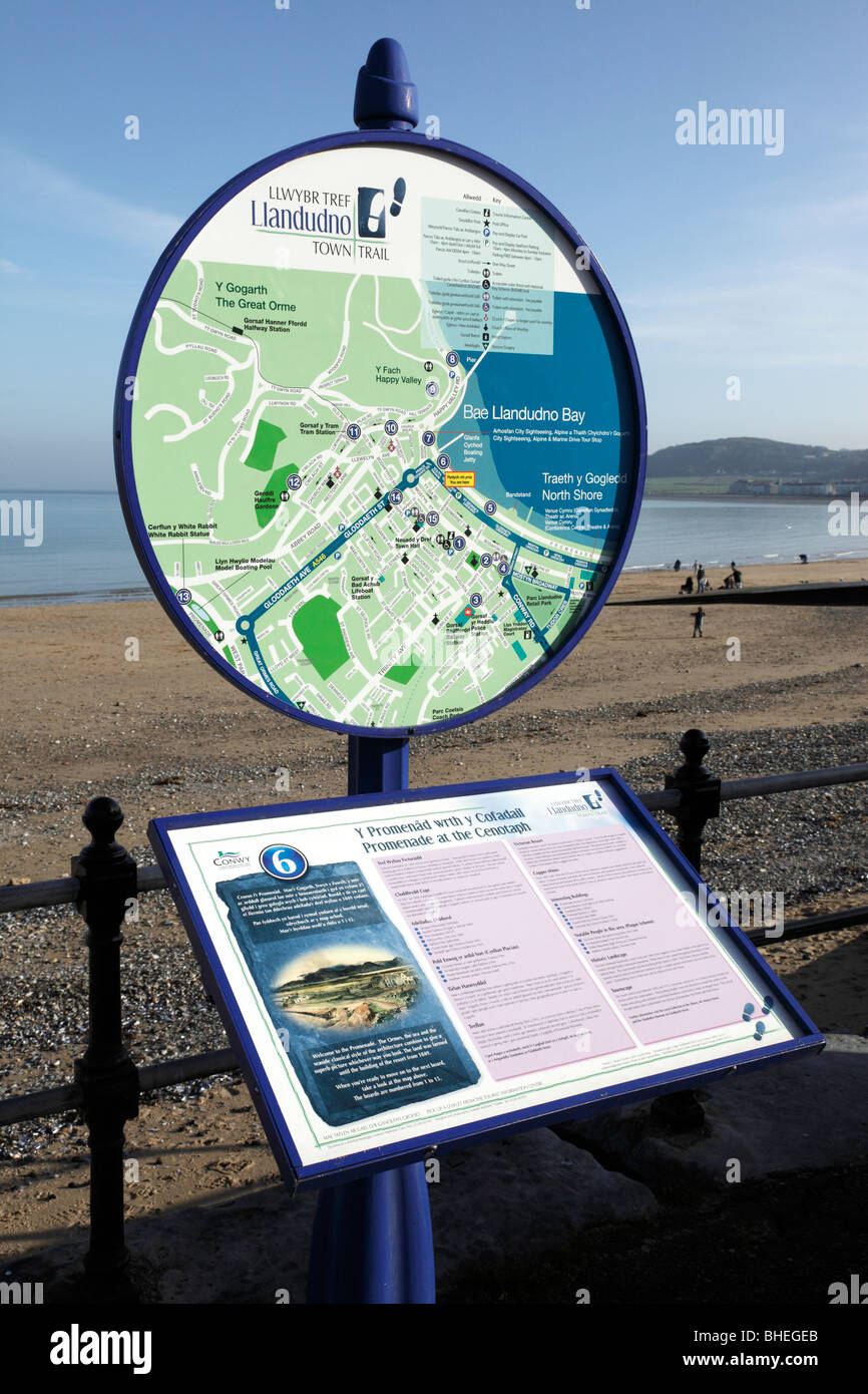 tourist information point part of the town trail along the parade llandudno conway clwyd north wales uk Stock Photo