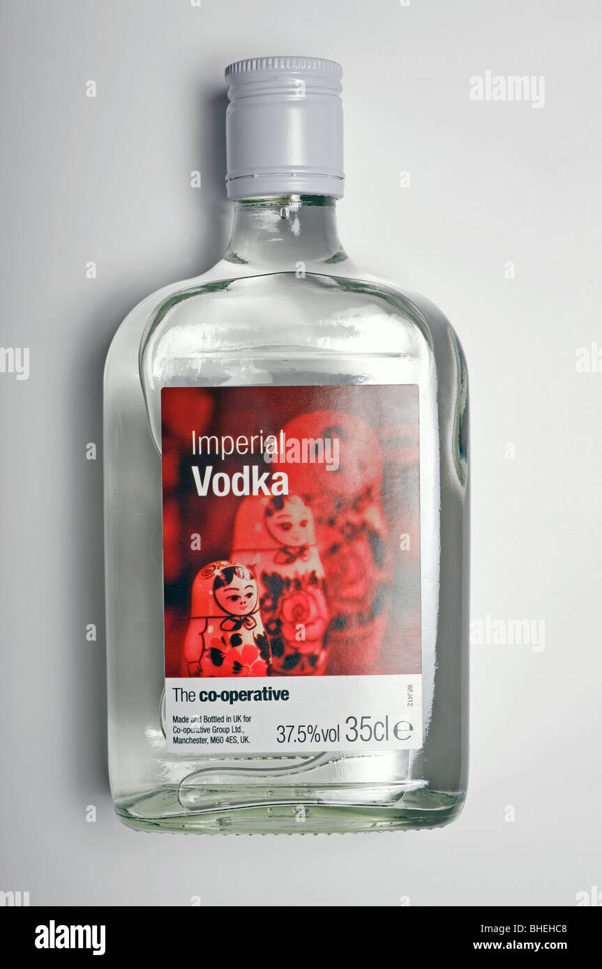 Bottle of cooperative imperial vodka Stock Photo Alamy