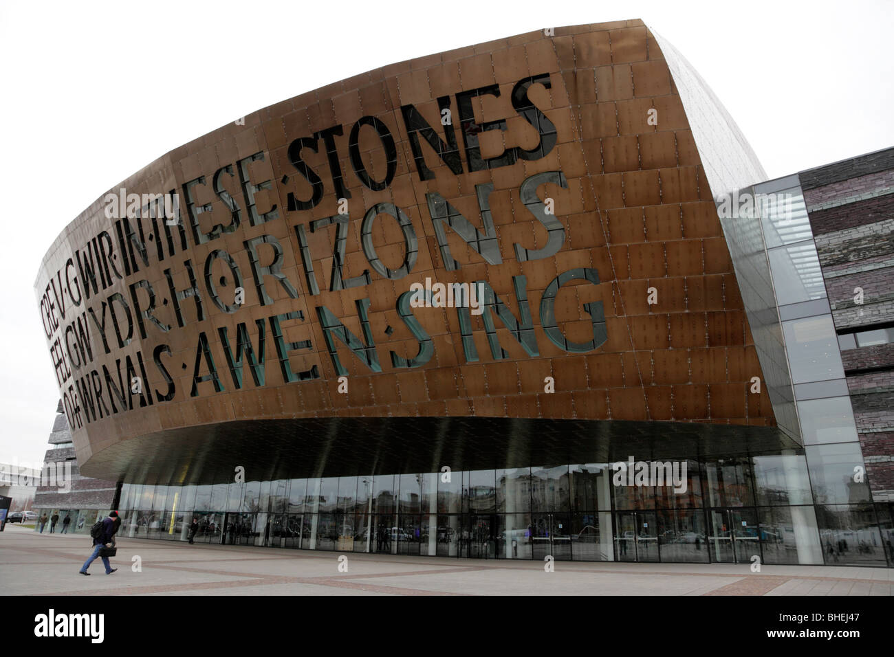 exterior of the wales millennium centre offering a performing arts and cultural venue on cardiff bay wales uk Stock Photo