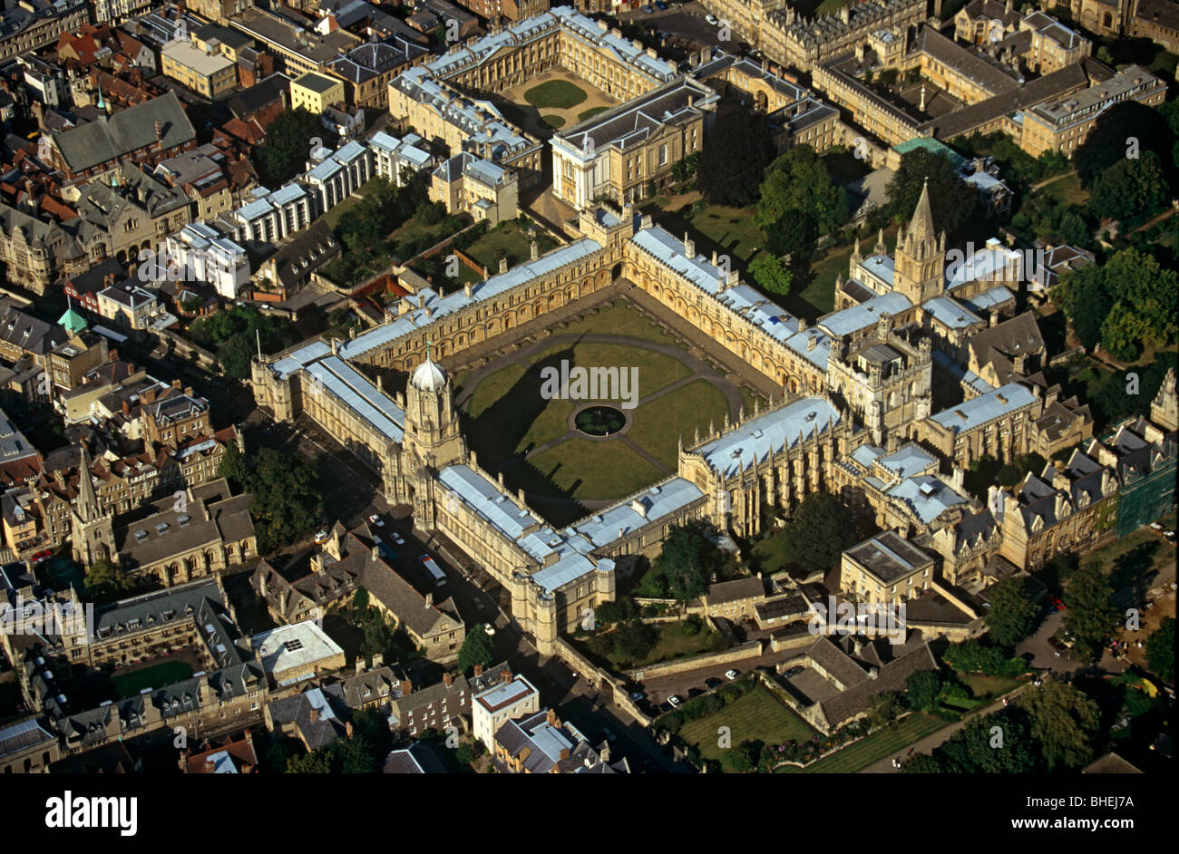 Christchurch college oxford from the air, Oxford, England Stock Photo