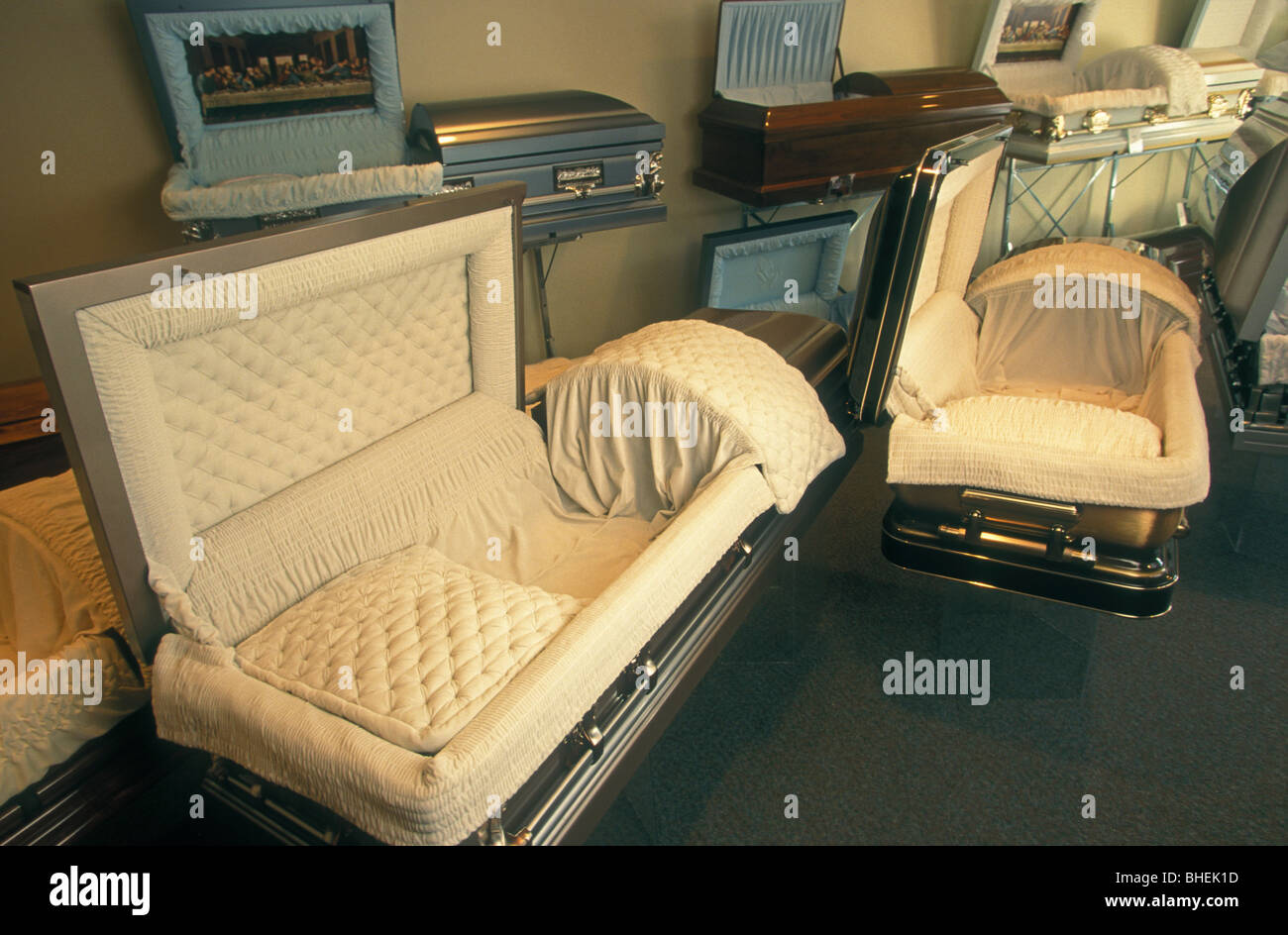 Funeral caskets Stock Photo Alamy