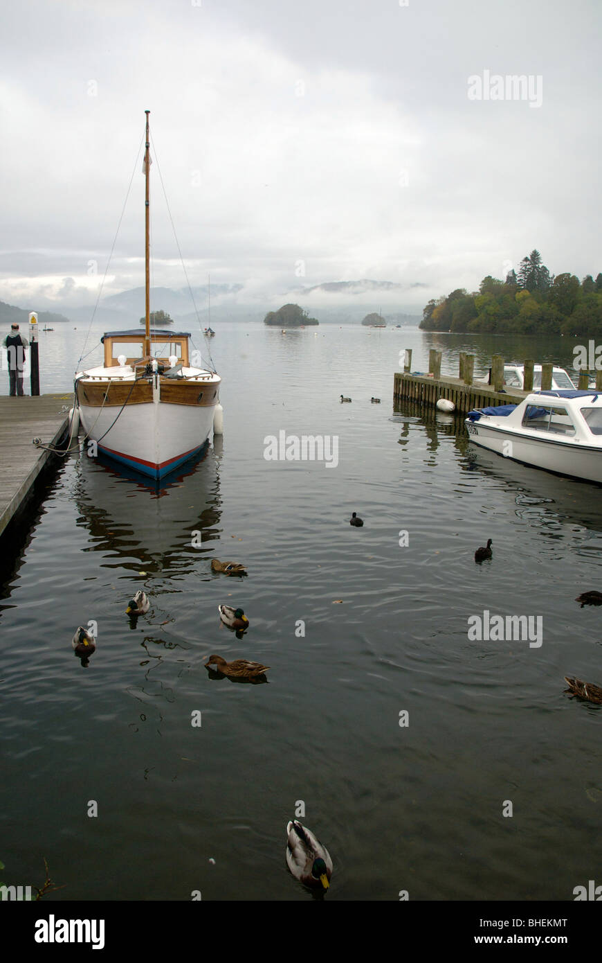BownessonWindermere Cumbria UK Lake Boats Fog Sailing Motor Boat