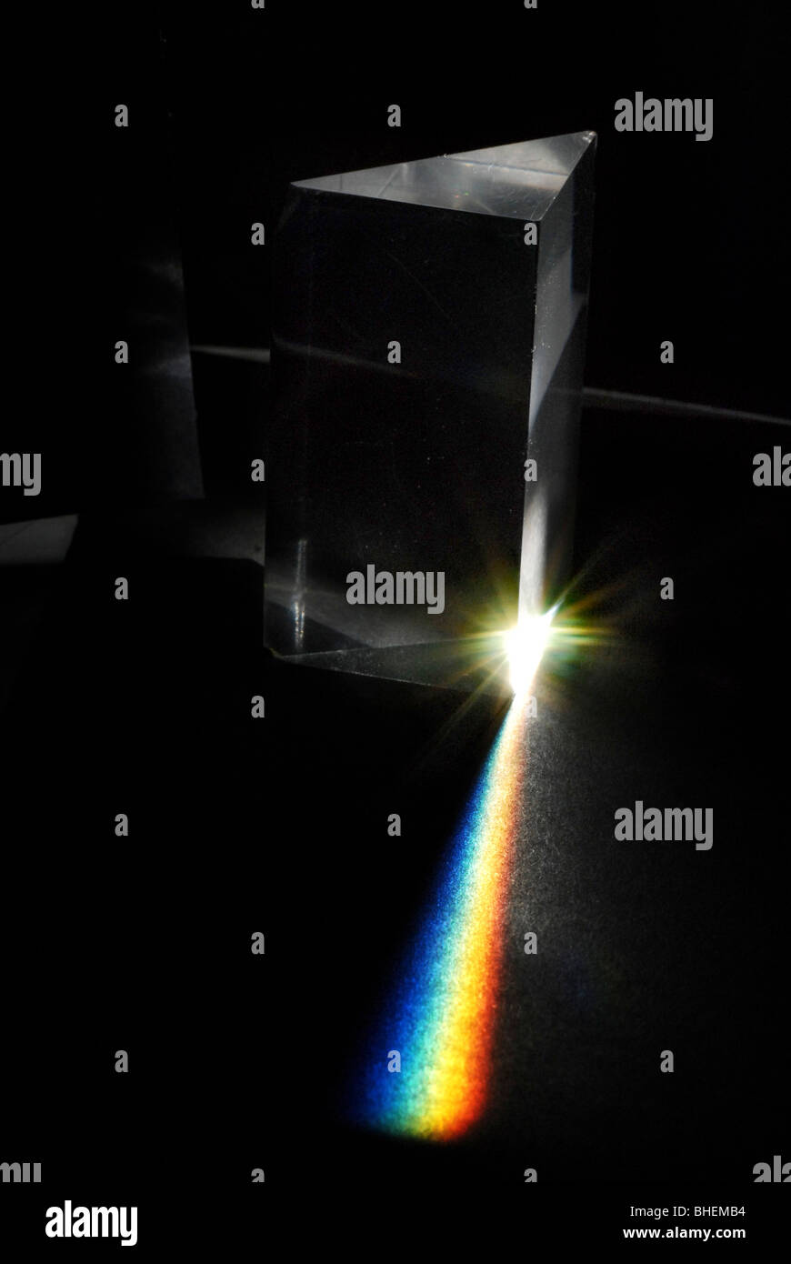Light spectrum reflected through a prism Stock Photo