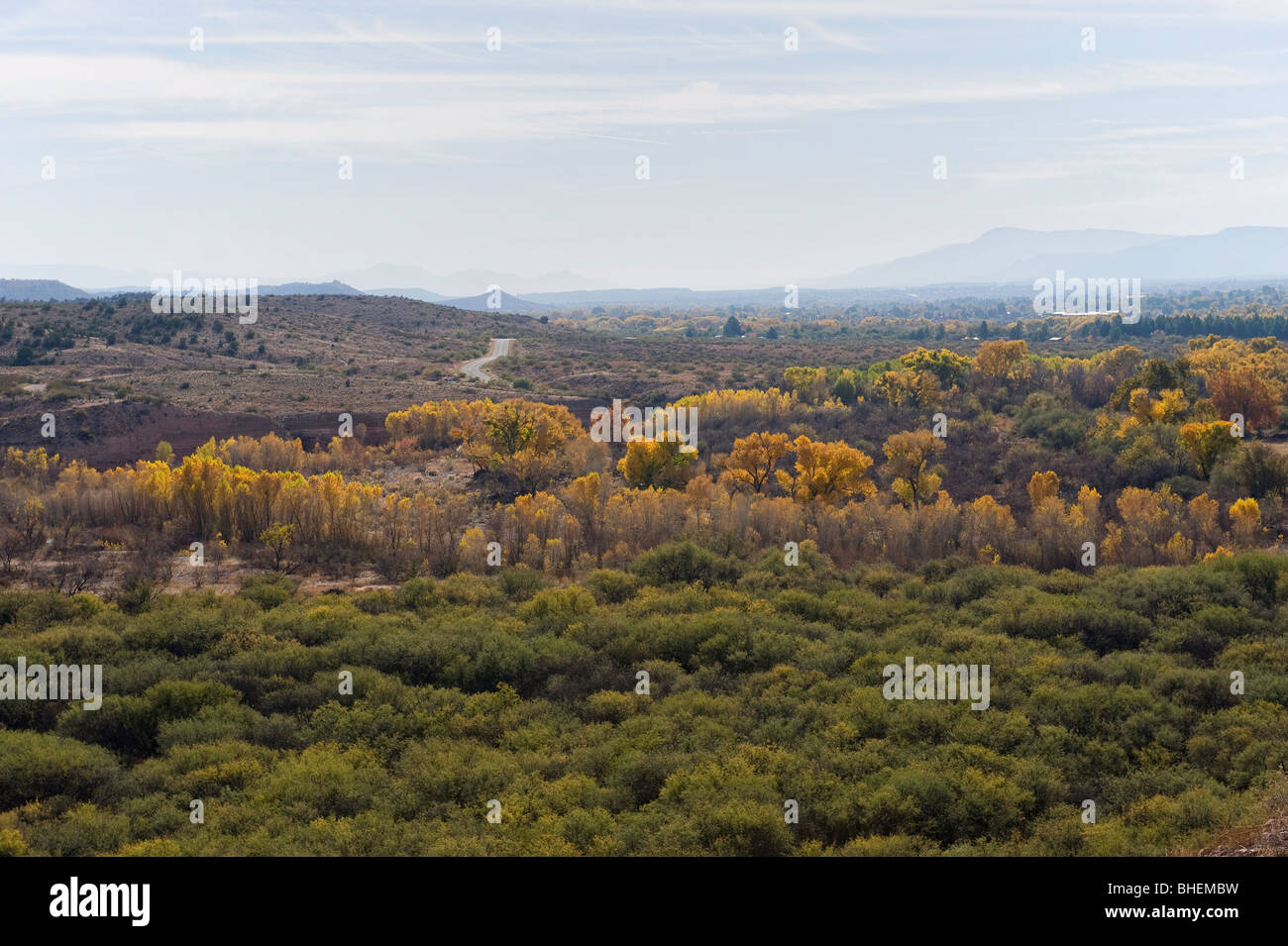 View from Tuzigoot National Monument in Arizona's Verde River valley Stock Photo