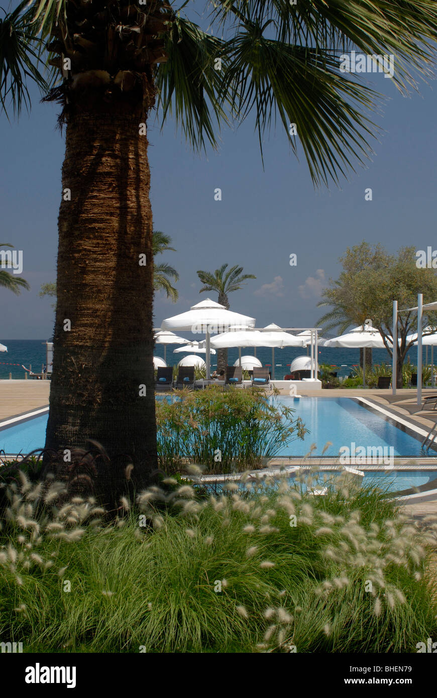 resort hotel at the Mediterranean Stock Photo