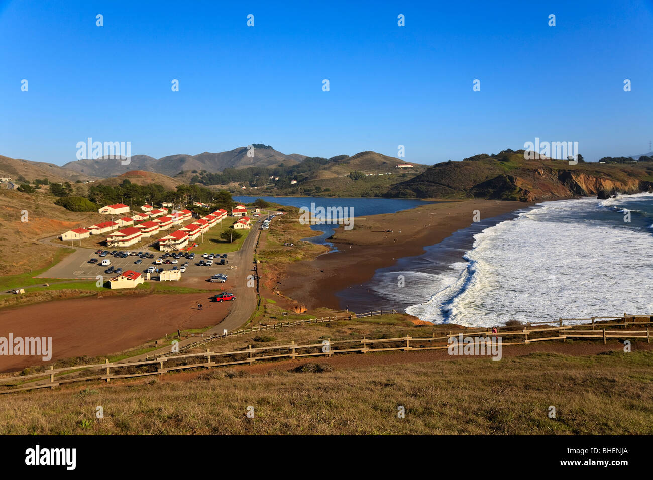 Fort Cronkhite, Rodeo lagoon, and Rodeo Beach, on the Marin Headlands California, USA Stock