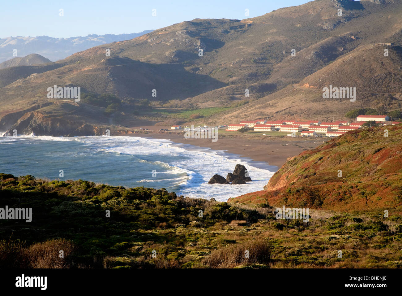 Fort Cronkhite, Rodeo lagoon, and Rodeo Beach, on the Marin Headlands California, USA Stock