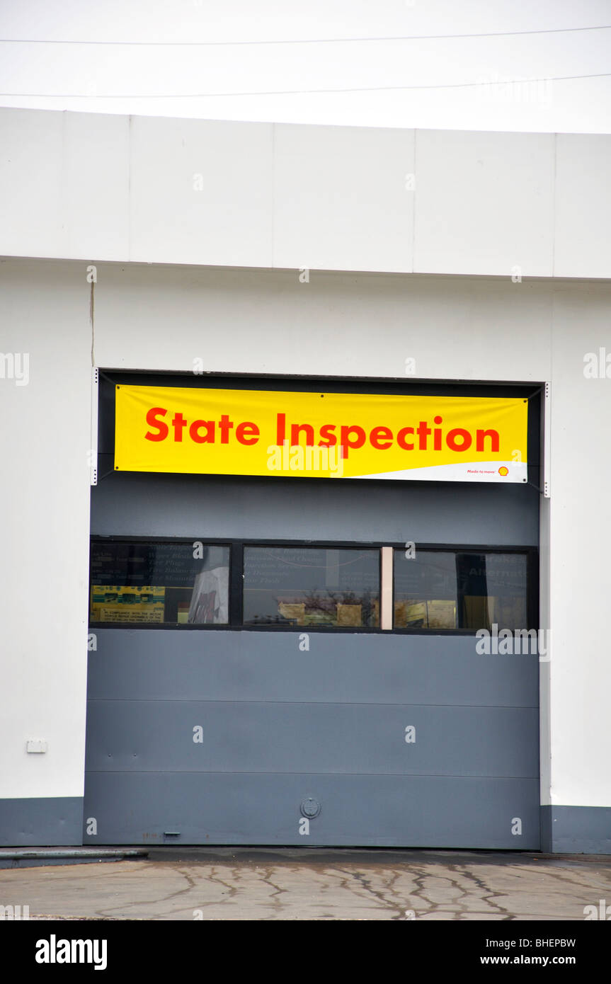 State inspection (vehicle emission test), USA Stock Photo Alamy
