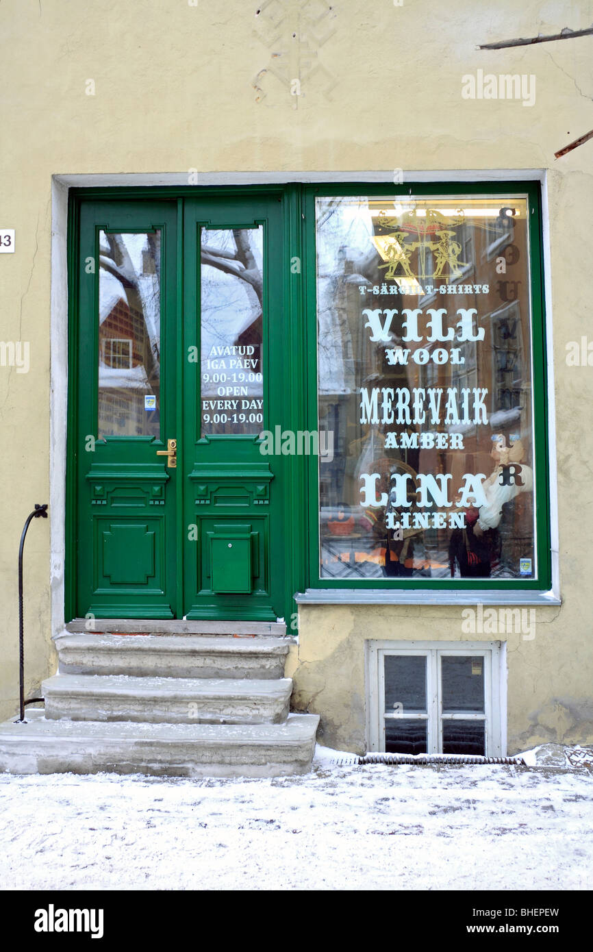 Shop front in the old town Tallinn, Estonia. Stock Photo