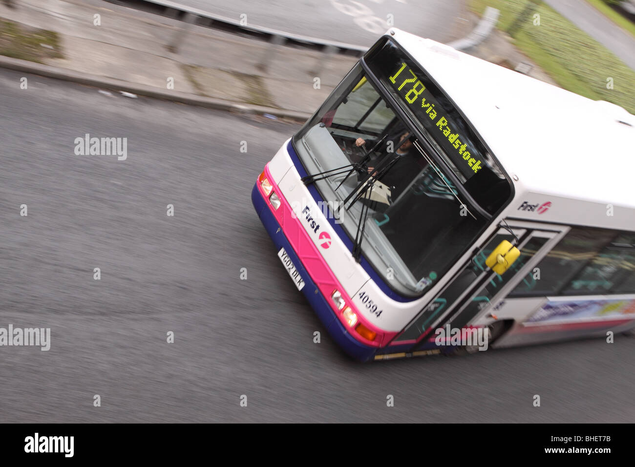 First Group Firstgroup singledecker bus in Bath en route to Radstock Somerset UK Stock Photo