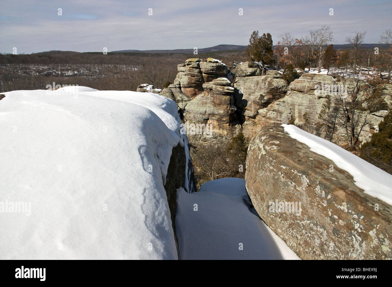 Garden of the Gods Recreation Area in winter. Illinois USA