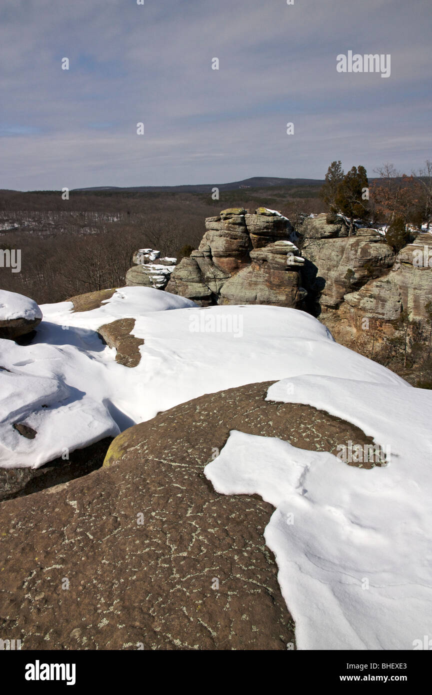Garden of the Gods Recreation Area in winter. Illinois USA