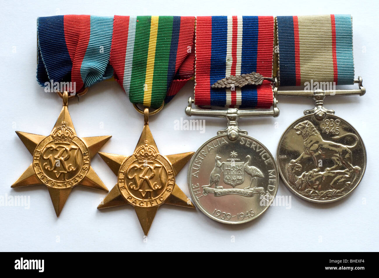 Australian medals awarded for service in New Guinea during World War Two Stock Photo