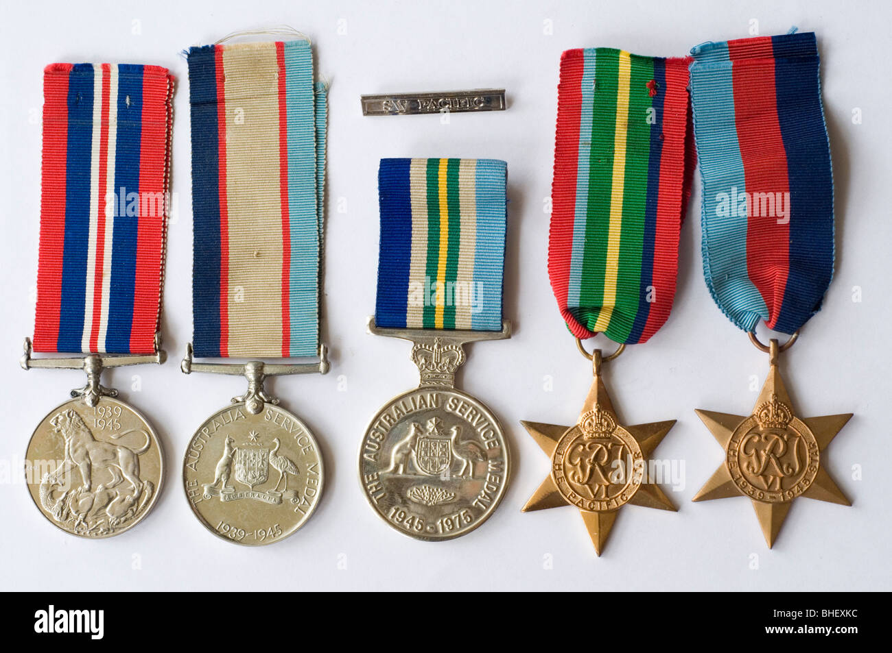 Australian campaign medals awarded for service in the SW Pacific during World War Two Stock Photo