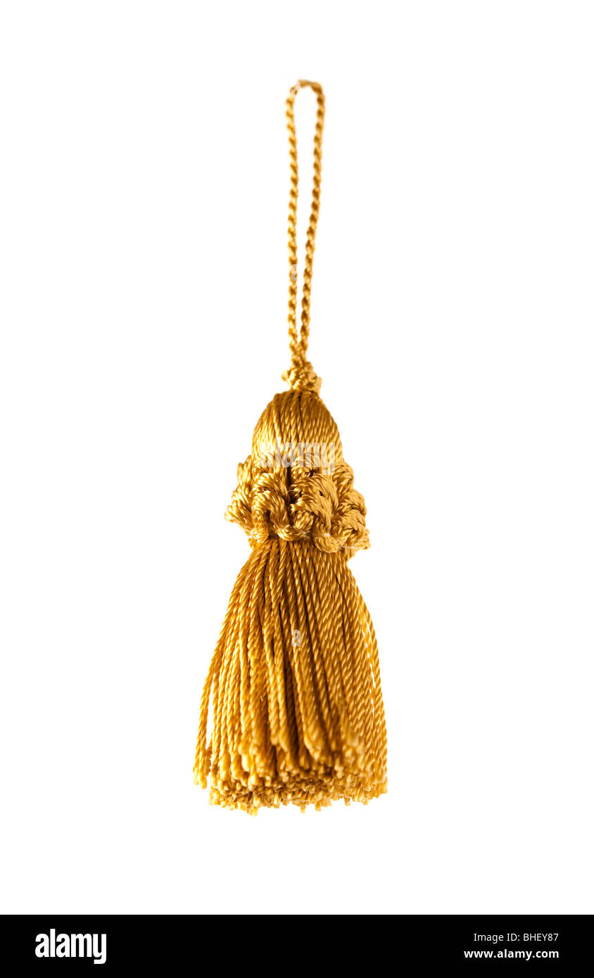 golden knot top tassel isolated on white background Stock Photo - Alamy