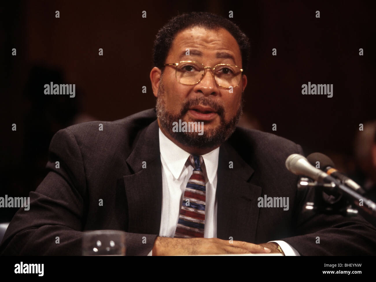 Richard Parsons, CEO of Time Warner corporation testifies in Congress July 7, 1998 in Washington, DC on anti-trust issues Stock Photo