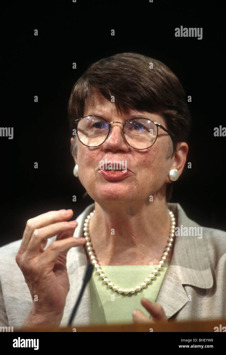 Attorney General Reno holds a press conference at the Justice
