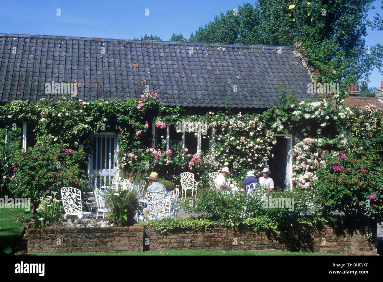 Mannington Hall Tea Room Terrace Norfolk England Uk People