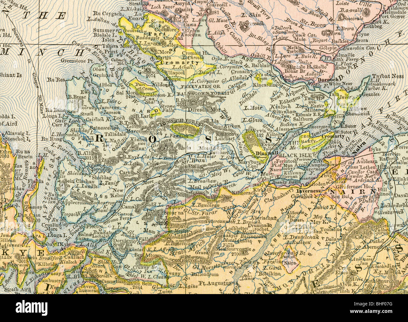 Ross County Scotland Map Old Map Of Ross County (Scotland) From Original Geography Textbook, 1884  Stock Photo - Alamy