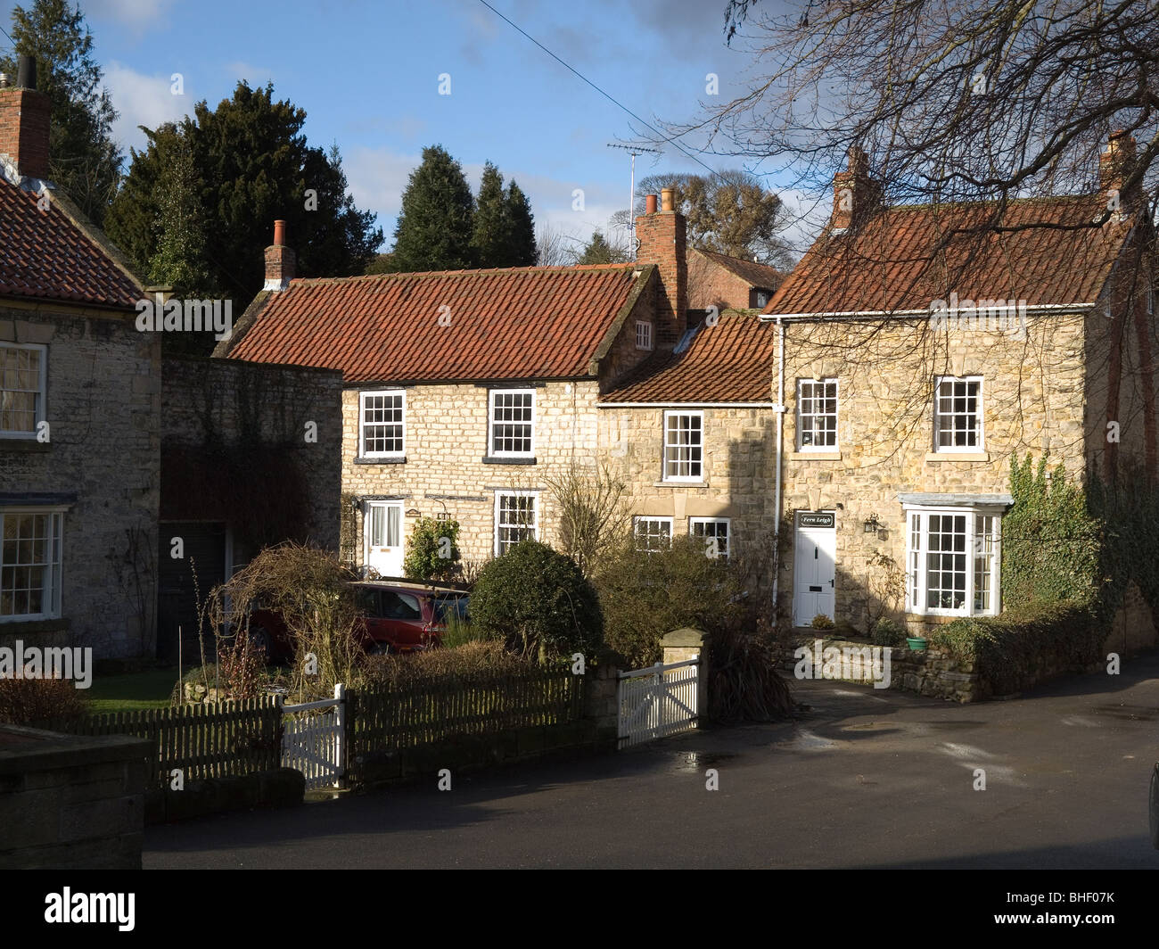 Typical stone dwelling houses or cottages in local style at Pickering North Yorkshire Stock Photo